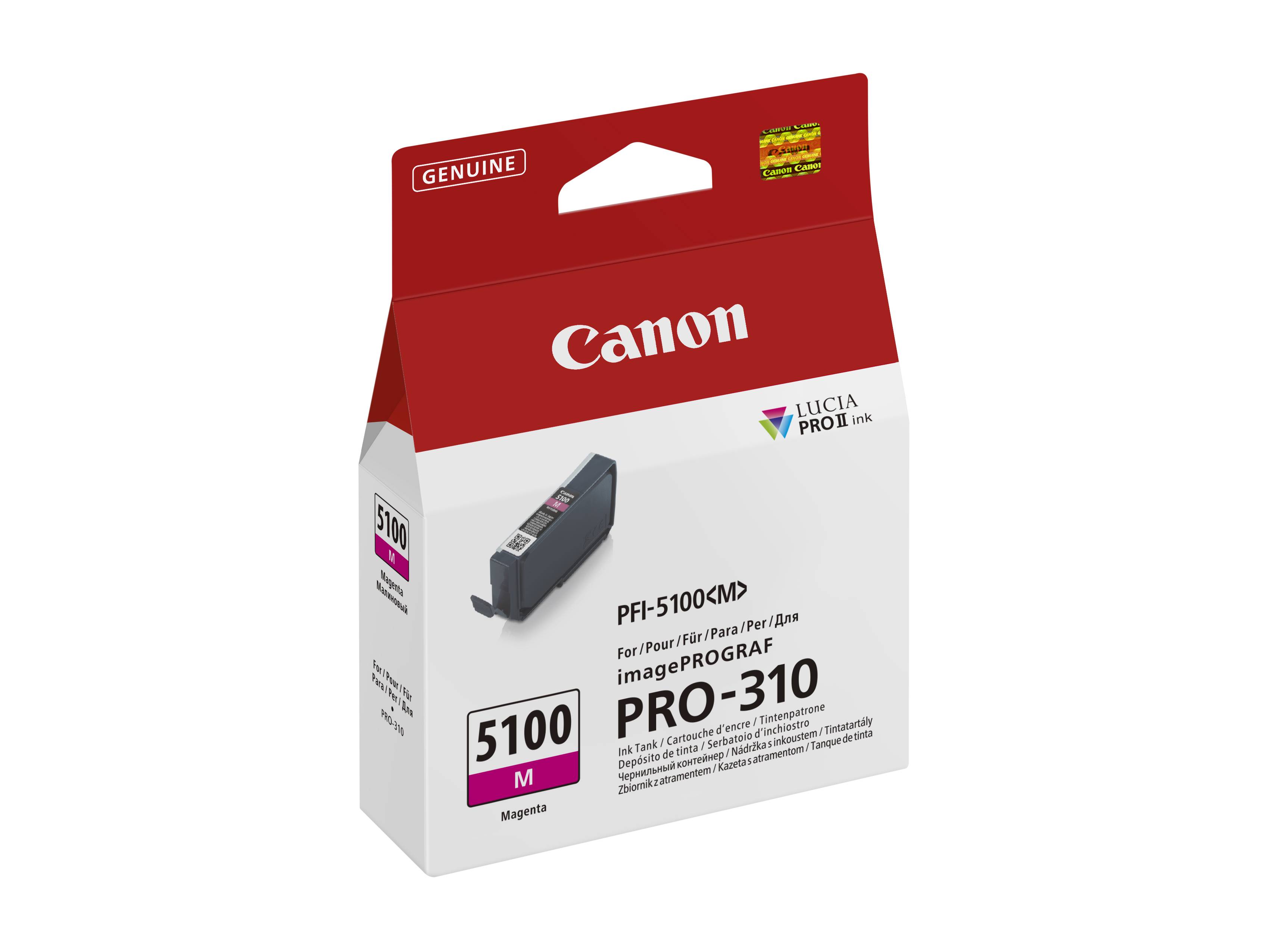 Canon Original PFI-5100M Magenta-Tintenpatrone für imagePROGRAF PRO-310 Drucker.