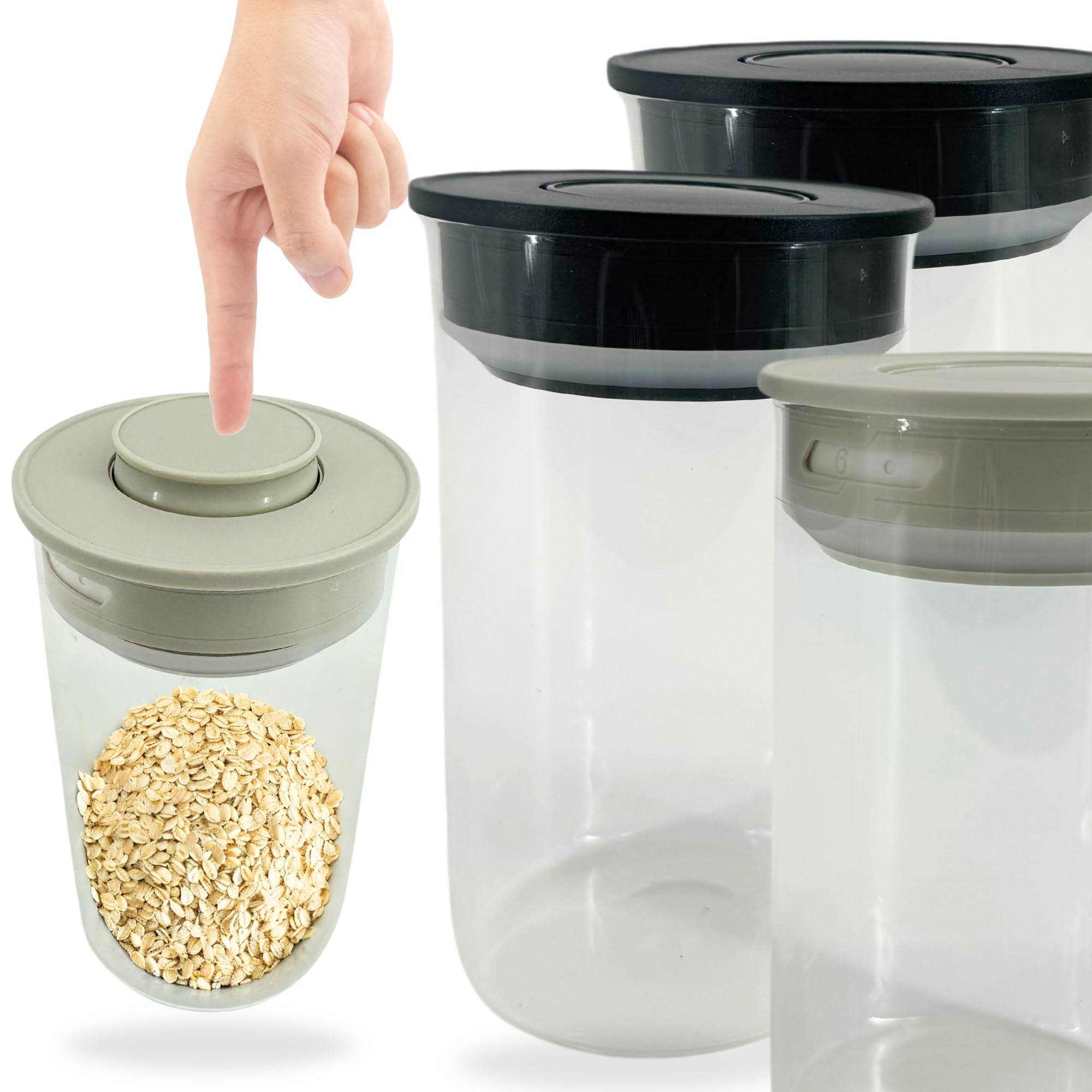 Vorratsgläser Set 4 Stück 1 Liter Vakuum Borosilikat Glas Aufbewahrung Vorratsglas 1000ml luftdicht Glasbehälter mit Deckel mit Vakuumverschluss