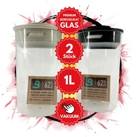 2x 1 Liter Grow Vakuum Kräuter Borosilikat Glas Aufbewahrung Vorratsglas Ernte 1000ml luftdicht Glasbehälter mit Deckel 2x 1 Liter Grow Vakuum Kräuter Borosilikat Glas Aufbewahrung Vorratsglas Ernte 1000ml luftdicht Glasbehälter mit Deckel
