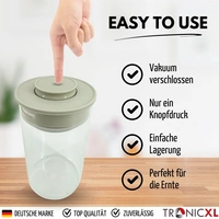 2x 1 Liter Grow Vakuum Kräuter Borosilikat Glas Aufbewahrung Vorratsglas Ernte 1000ml luftdicht Glasbehälter mit Deckel 2x 1 Liter Grow Vakuum Kräuter Borosilikat Glas Aufbewahrung Vorratsglas Ernte 1000ml luftdicht Glasbehälter mit Deckel