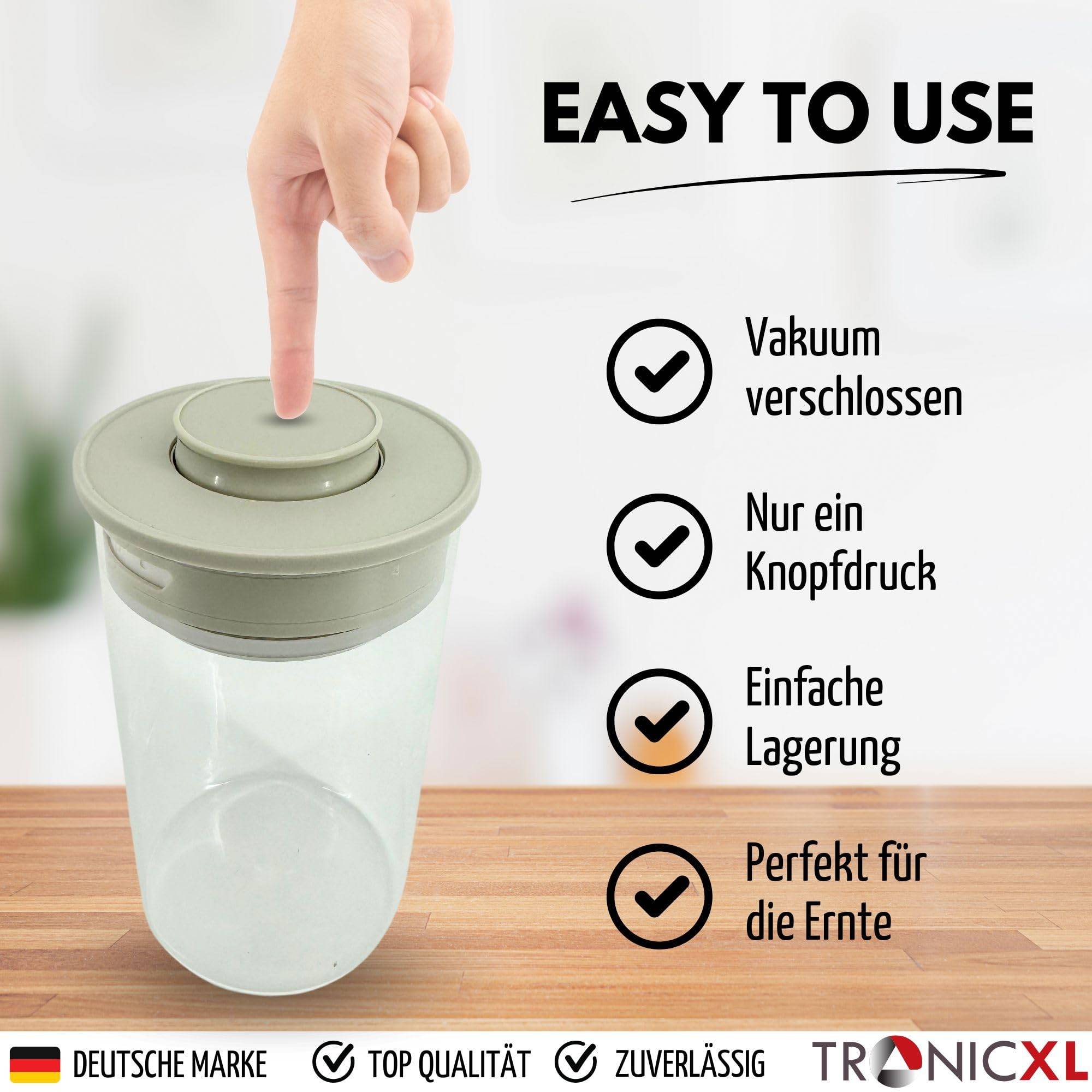 2x 1 Liter XXL Vakuum Kräuter Borosilikat Glas Aufbewahrung Vorratsglas Ernte 1000ml luftdicht