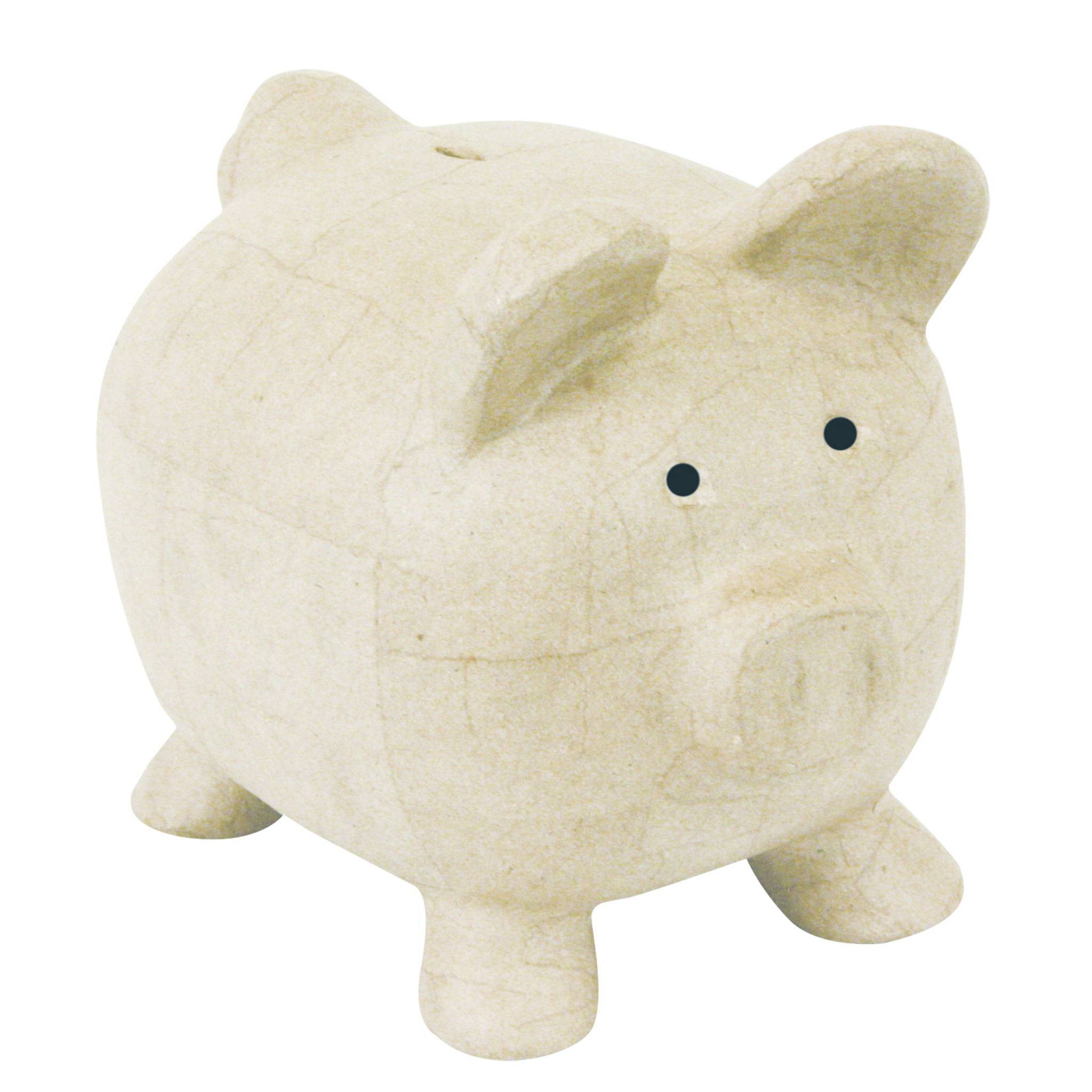 Décopatch Braunes Pappmaché, Spardose Schwein 25,5cm - Kartonbraun MA018C