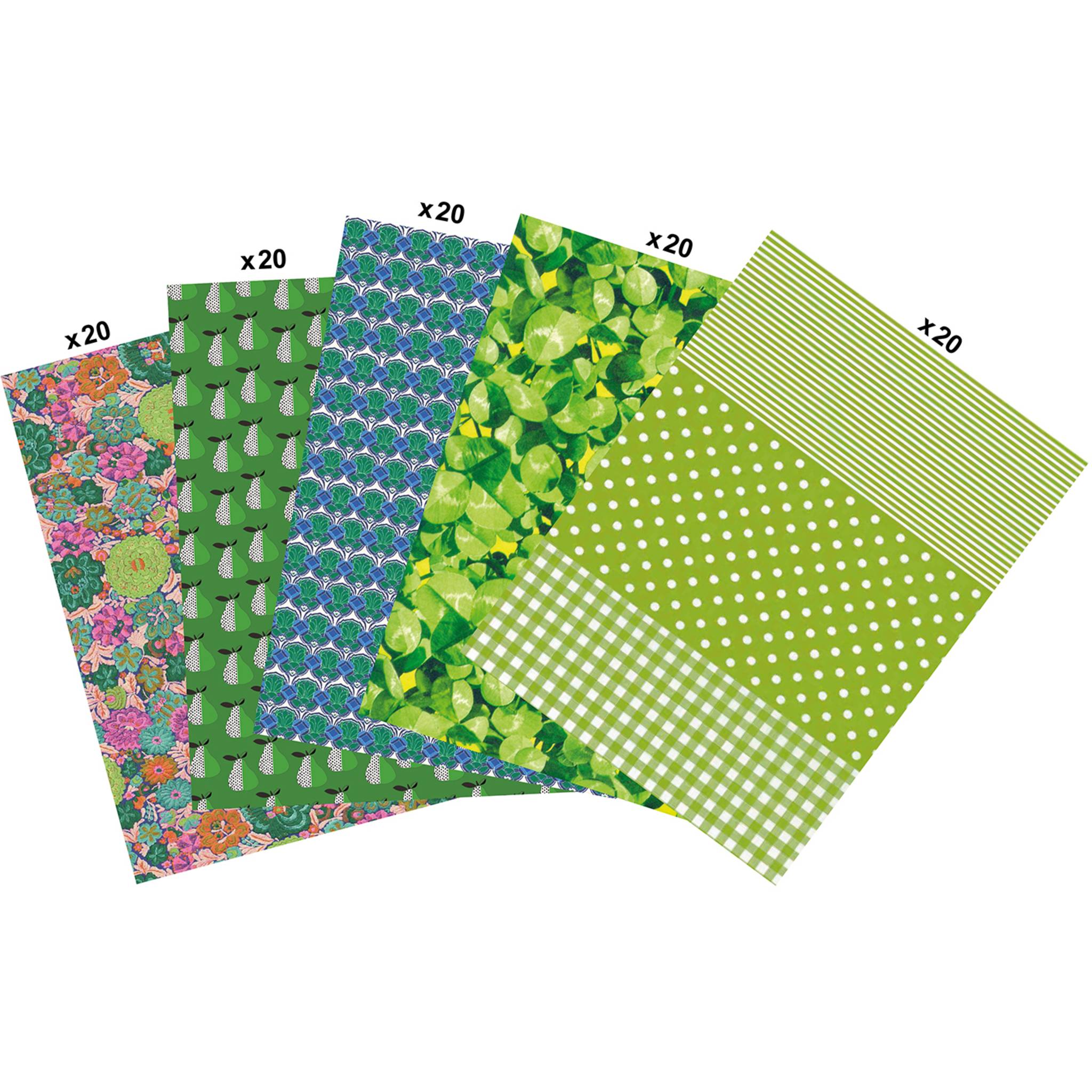 Décopatch Großpackung mit 100 Blatt Décopatch-Papier (30x40cm), grün MP012C