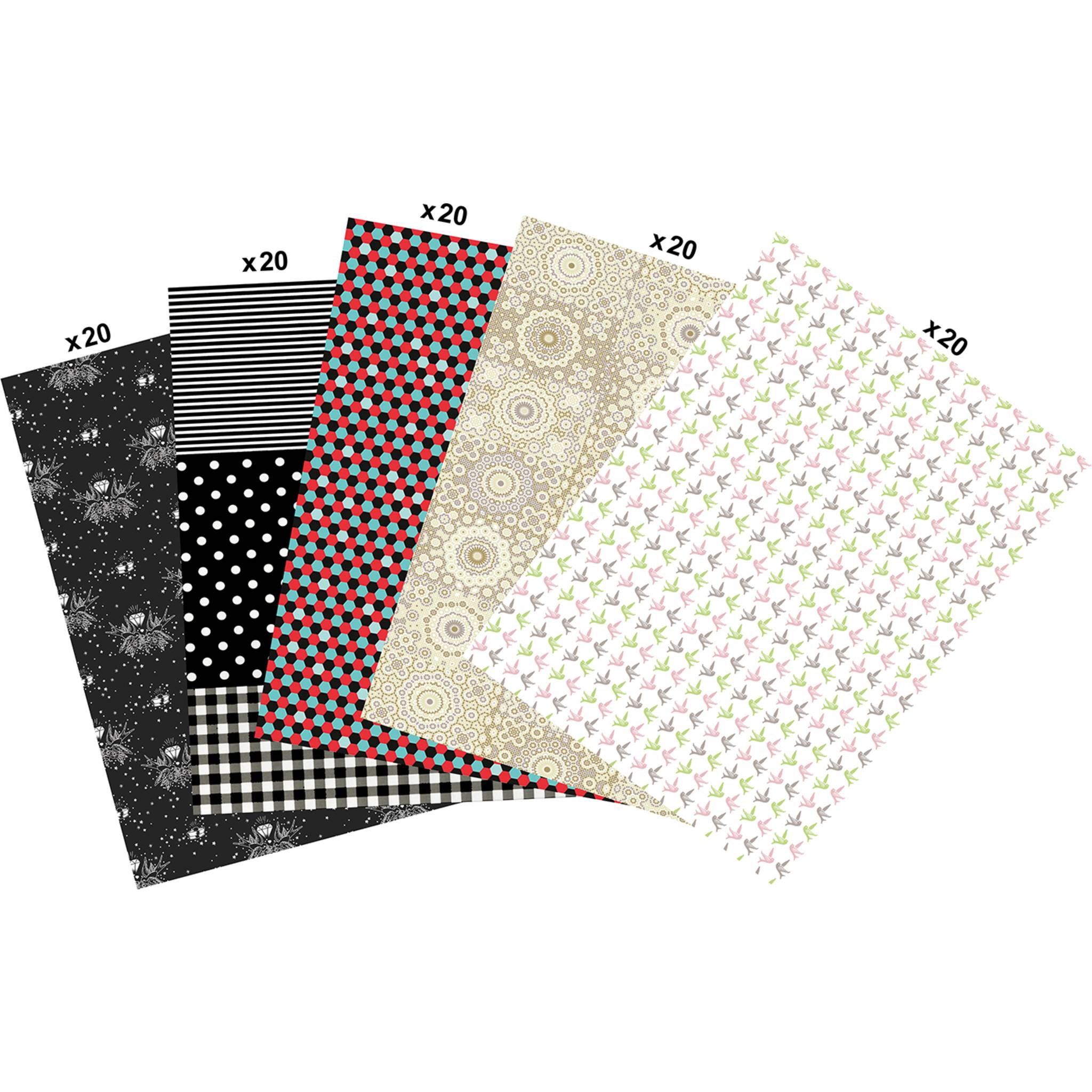 Décopatch Großpackung mit 100 Blatt -Papier 30x40cm schwarz weiß & silber MP013C