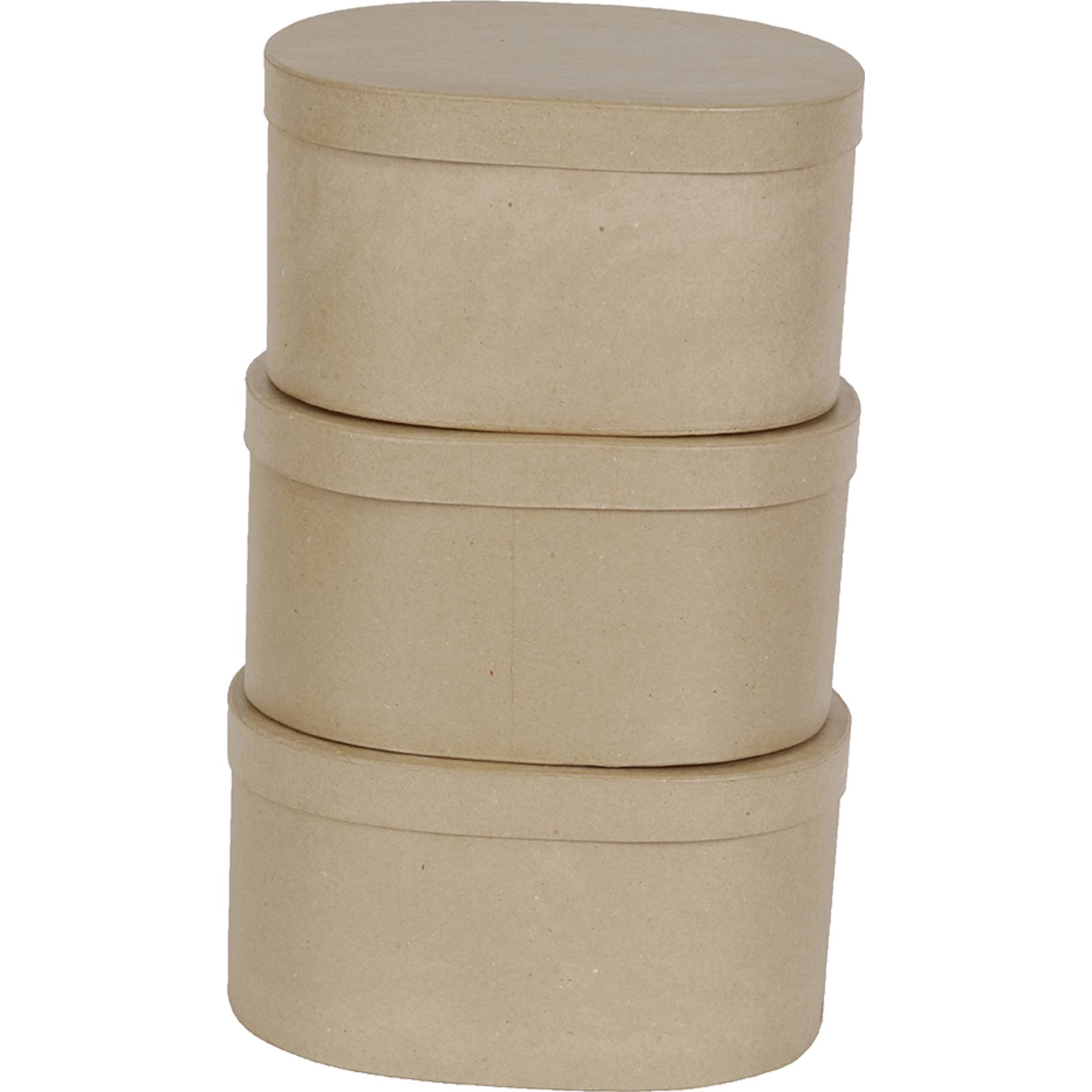 Décopatch Pappmaché Set, 3 Schachteln (28x22x15/30x24x15cm) Kartonbraun BTS905O