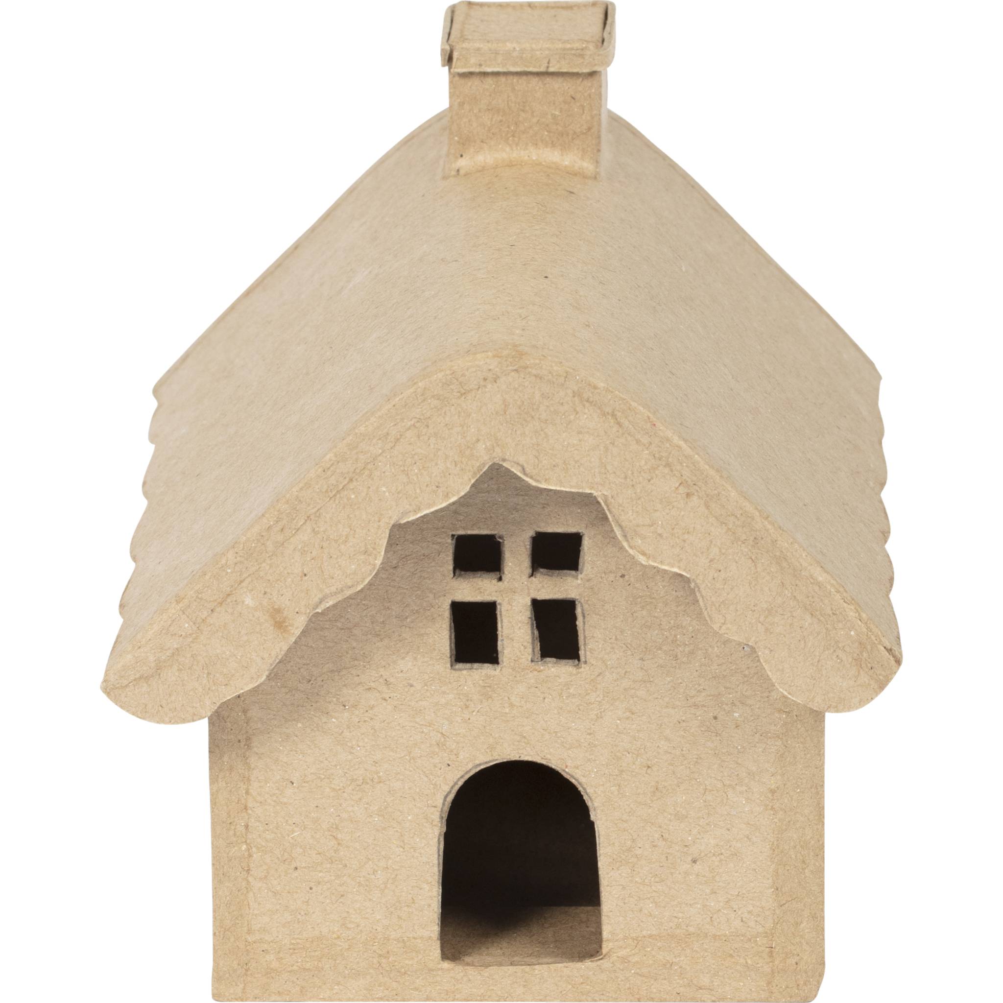 Décopatch Kleines Pappmaché, braun, Haus 11cm - Kartonbraun SA230C