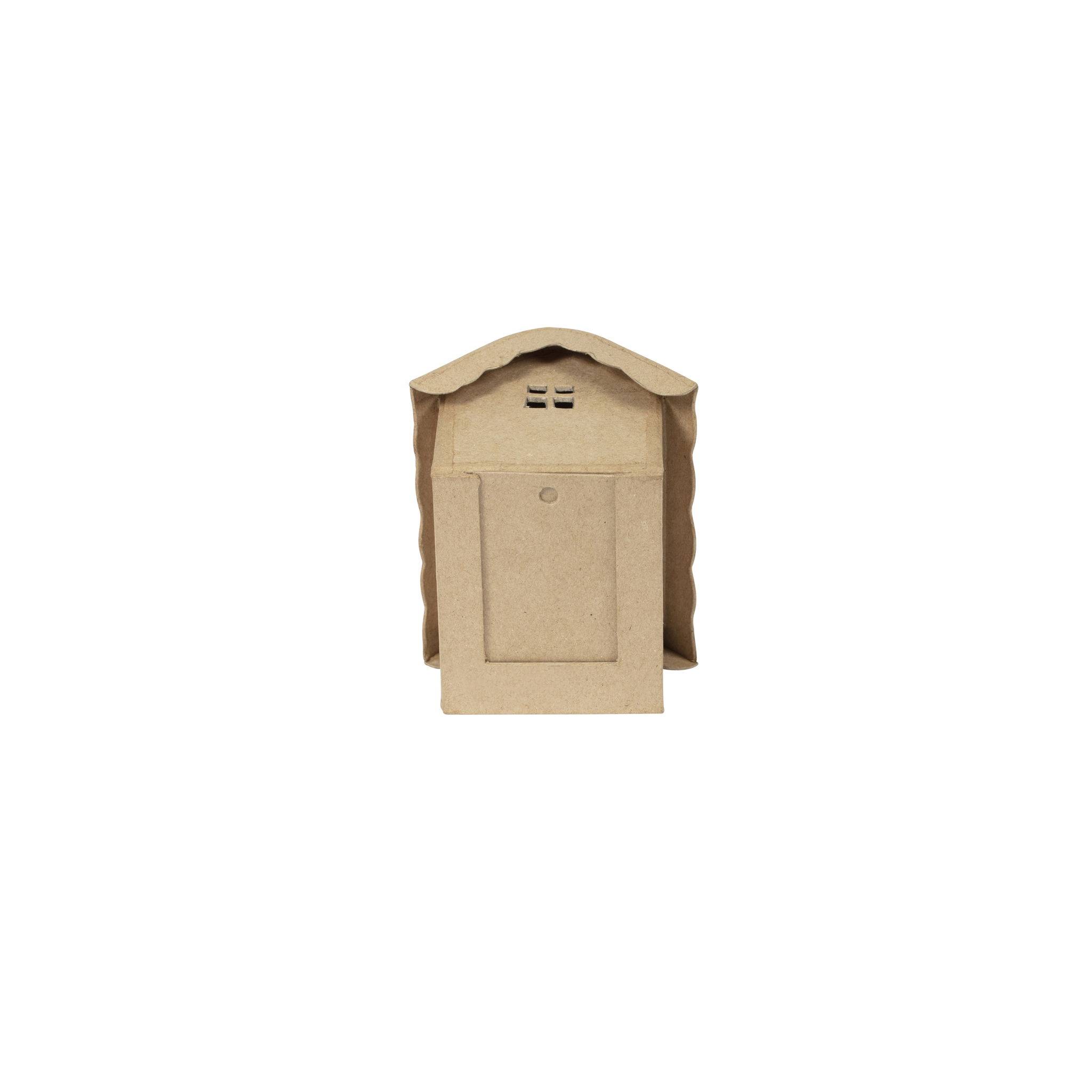 Décopatch Kleines Pappmaché, braun, Haus 11cm - Kartonbraun SA230C