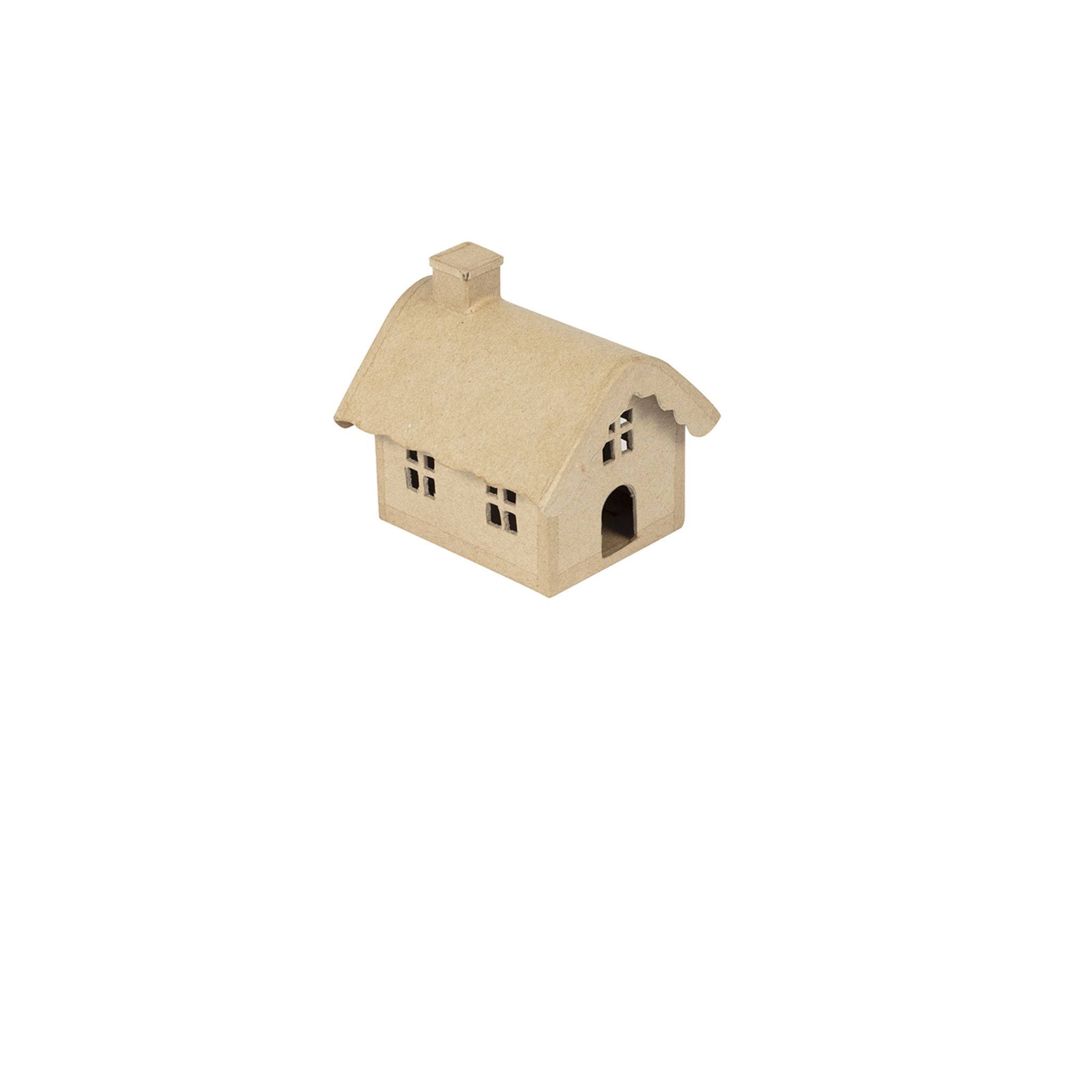 Décopatch Kleines Pappmaché, braun, Haus 11cm - Kartonbraun SA230C