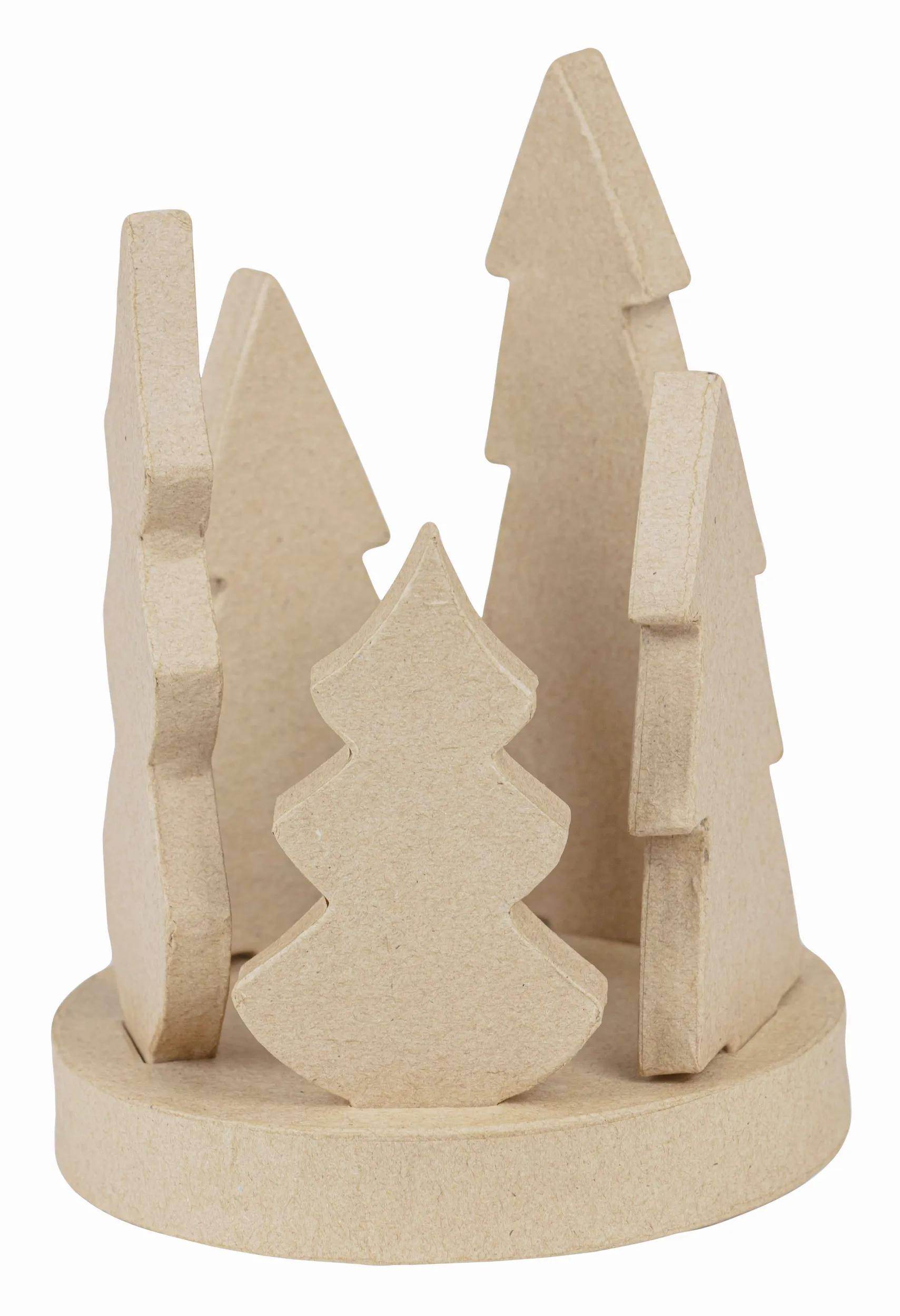 Décopatch Pappmaché, Kerzenhalter Wald 11,5x11,5x17 cm Kartonbraun AC934C