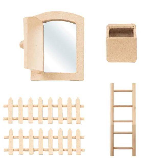 Décopatch Pappmaché, Miniatur-Objekte Mäusehaus, 12,5x2x21 cm Kartonbraun AC921C