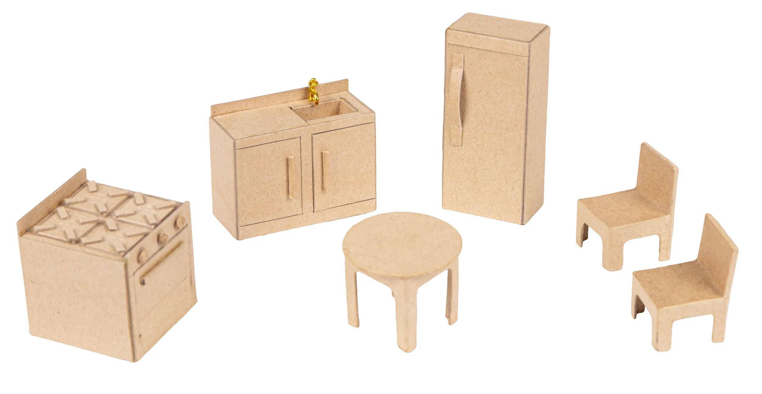 Décopatch Pappmaché, 6 Miniaturen, Küche, 15,5x5,5x30 cm Kartonbraun AC922C