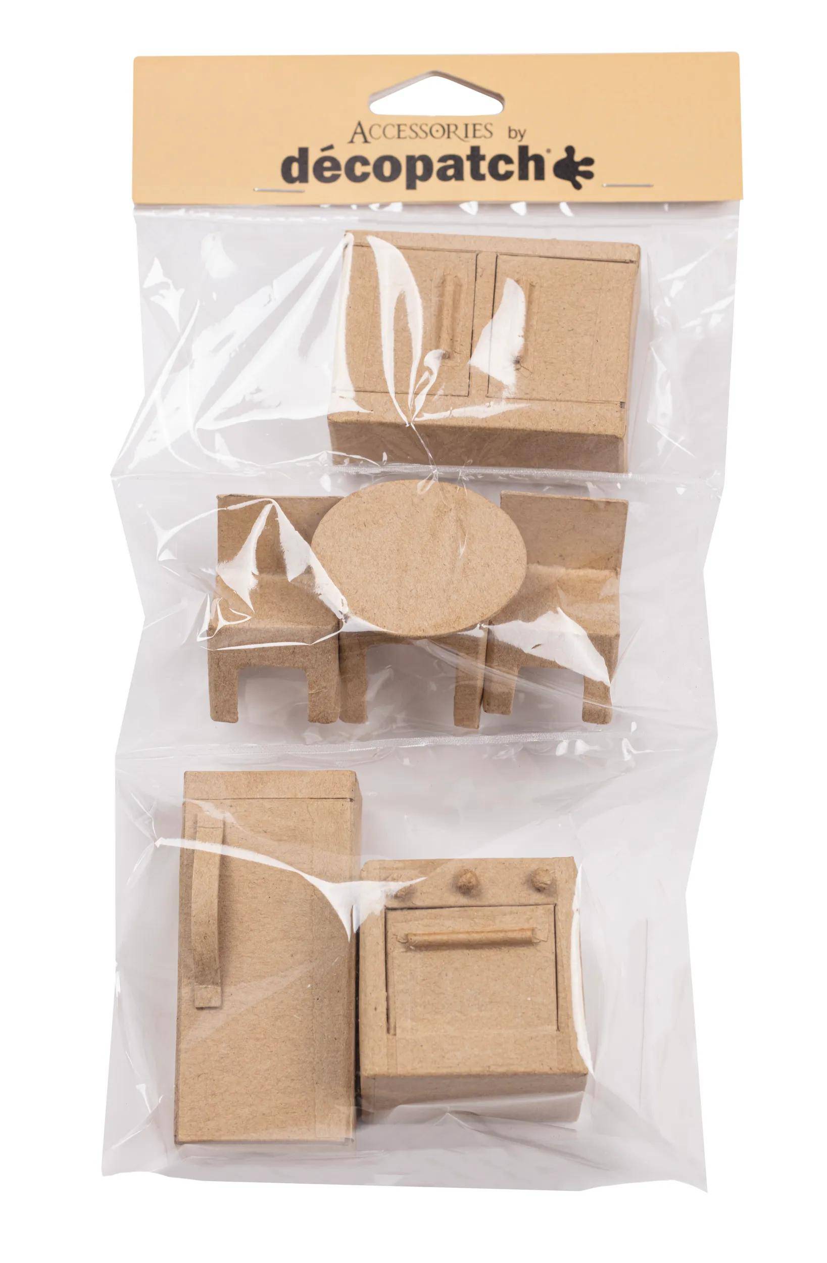 Décopatch Pappmaché, 6 Miniaturen, Küche, 15,5x5,5x30 cm Kartonbraun AC922C