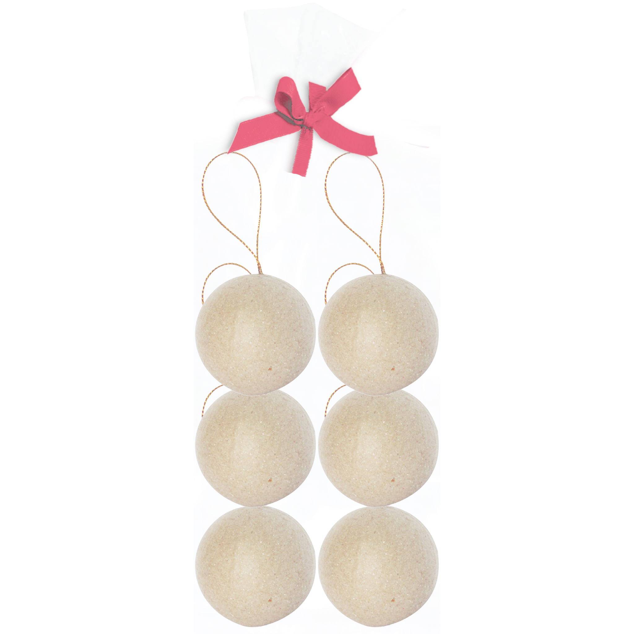 Décopatch braunes Pappmaché Pack. 6 Weihnachtskugeln 6cm - Kartonbraun NO006O