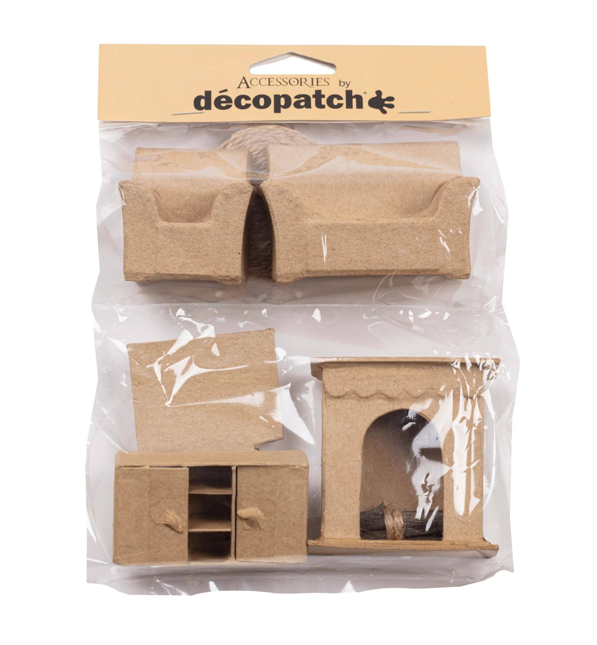 Décopatch Pappmaché, 6 Miniaturen, Wohnzimmer, 20x4,5x23 cm Kartonbraun AC923C