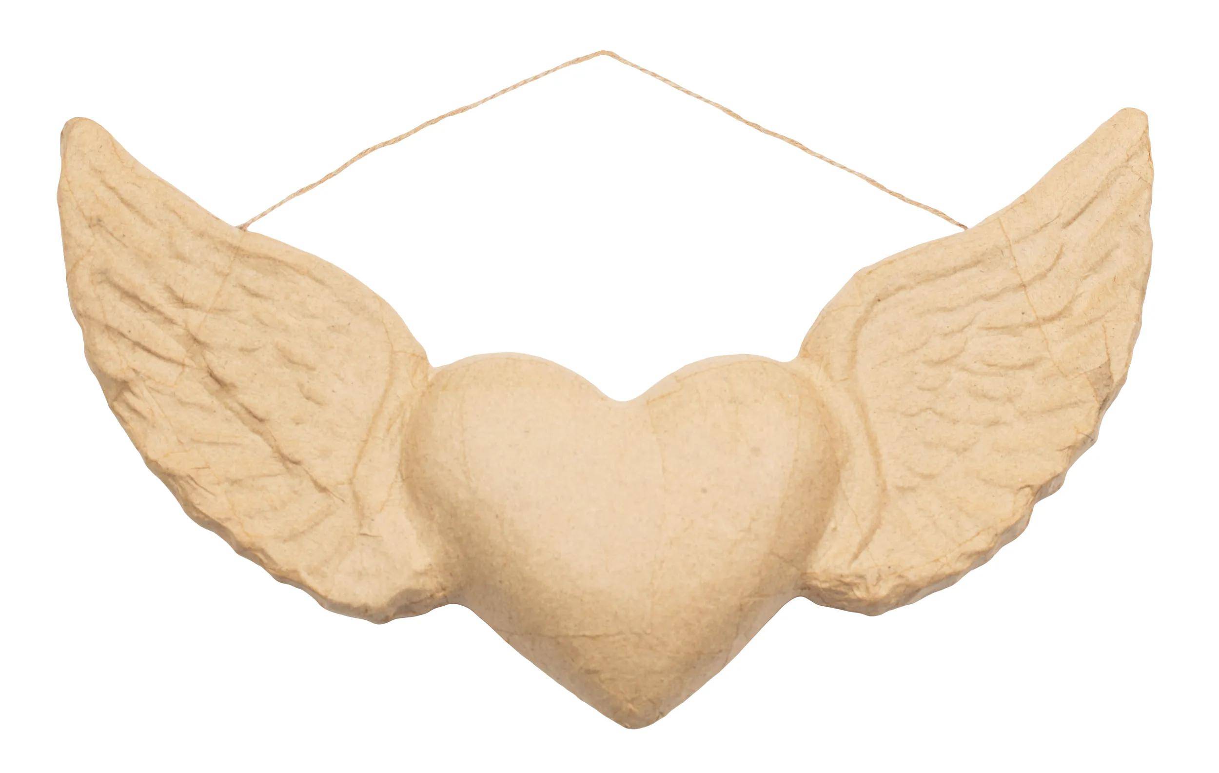 Décopatch Pappmaché, Ex-voto Herz mit Flügeln 4,5x28,5x18 cm Kartonbraun AC928C