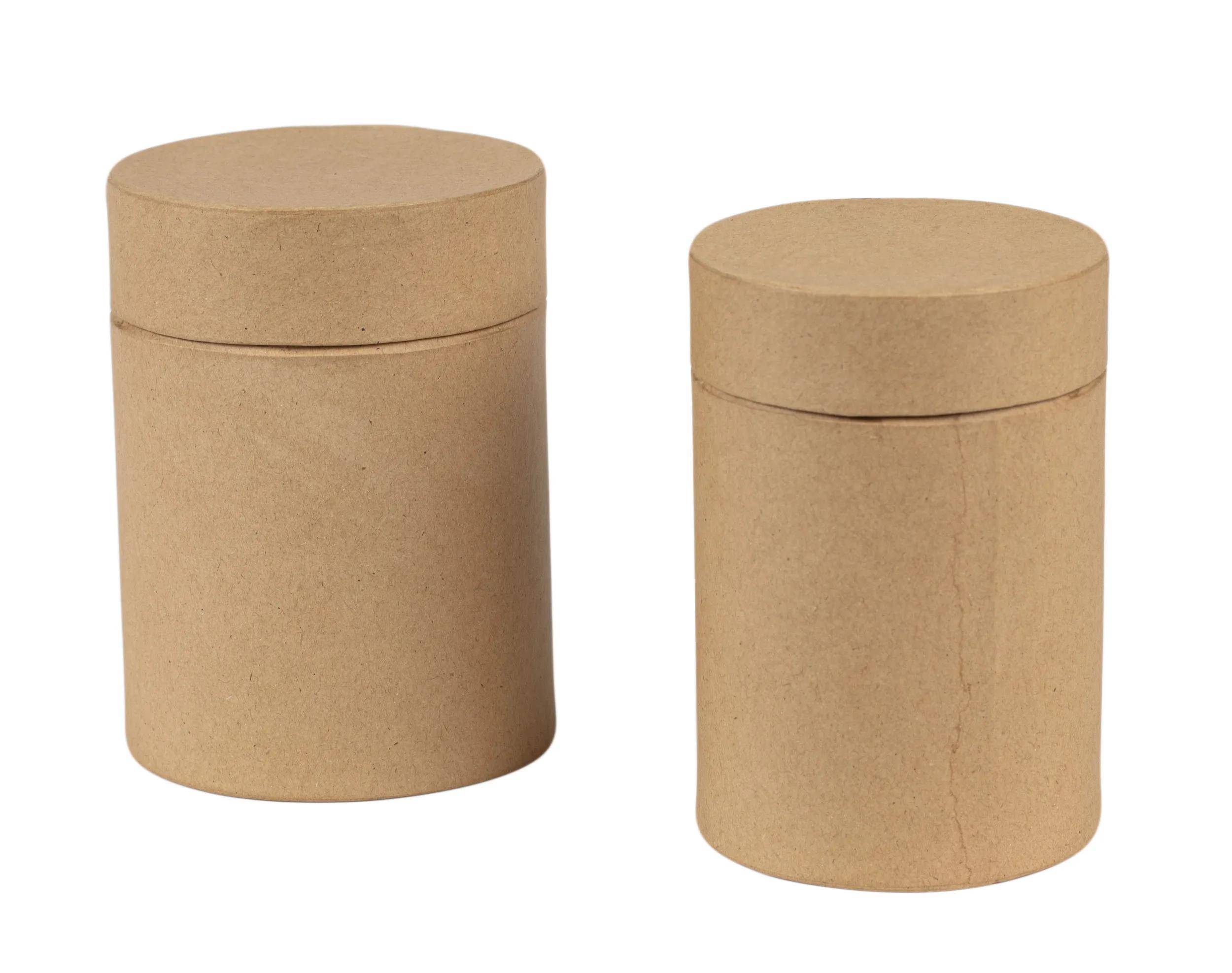 Décopatch Pappmaché, Set 2 Teedosen 9x9x12,7 cm + 10x10x13cm Kartonbraun BTS089C