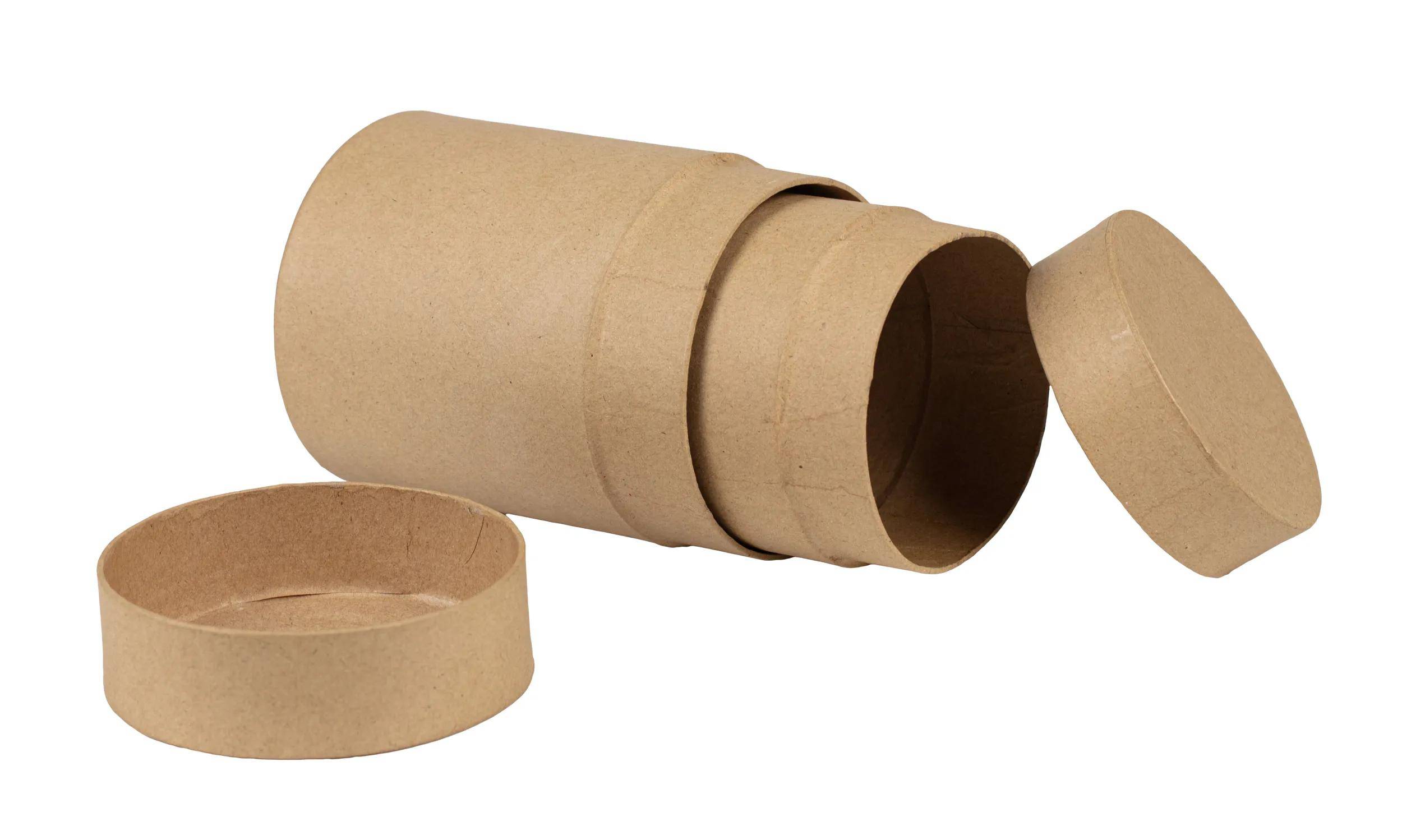 Décopatch Pappmaché, Set 2 Teedosen 9x9x12,7 cm + 10x10x13cm Kartonbraun BTS089C