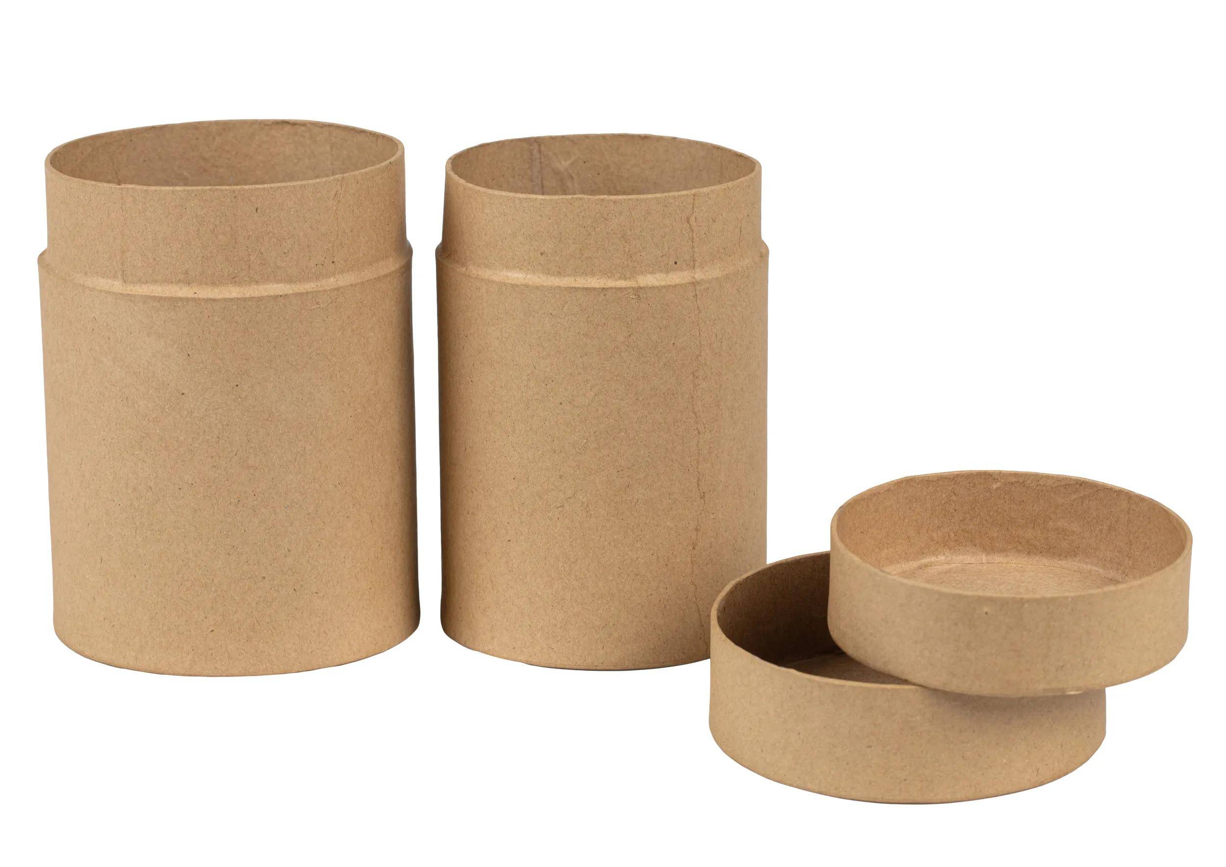 Décopatch Pappmaché, Set 2 Teedosen 9x9x12,7 cm + 10x10x13cm Kartonbraun BTS089C