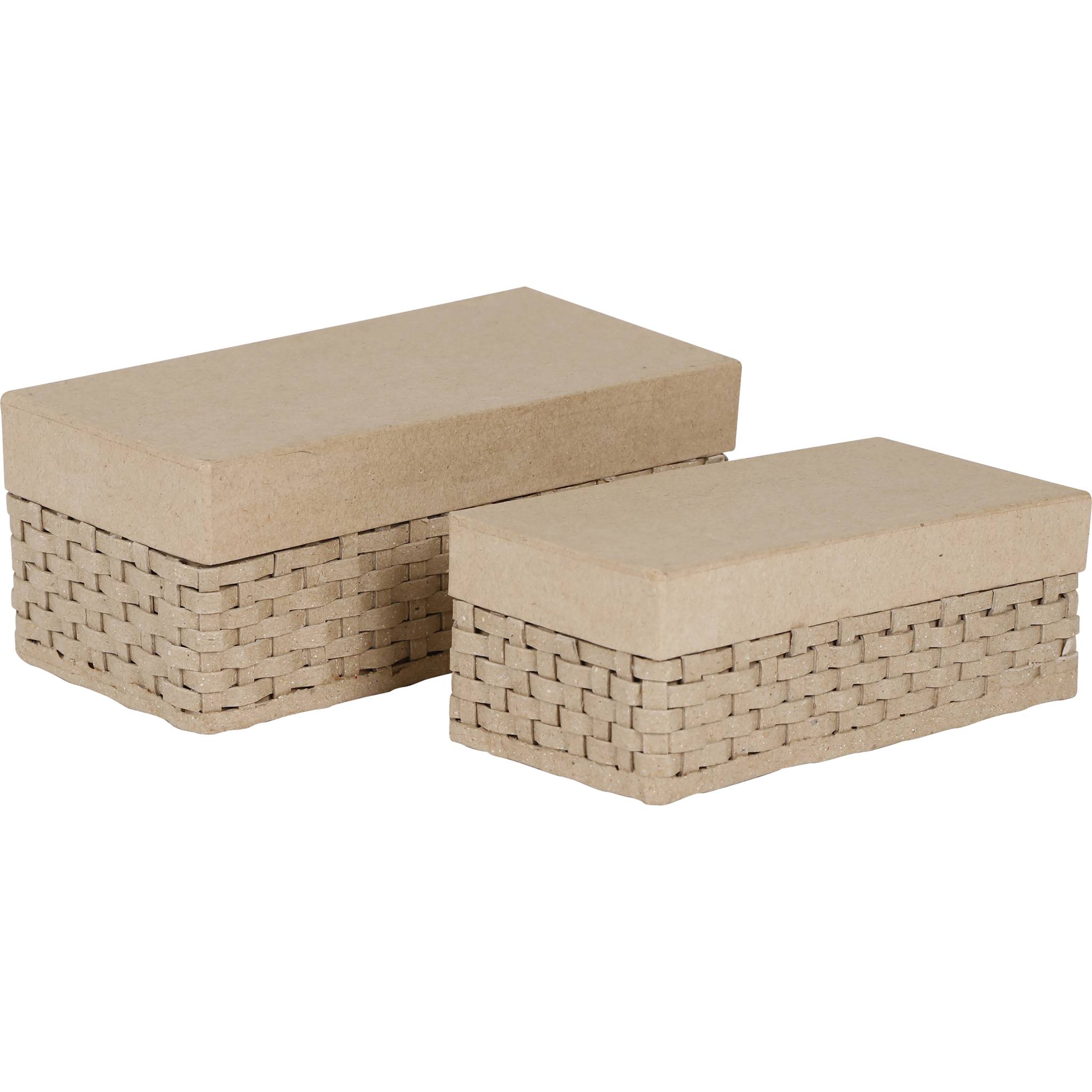 Décopatch Braunes Pappmaché, 2 rechteckige geflochtene Boxen Kartonbraun BTS083C
