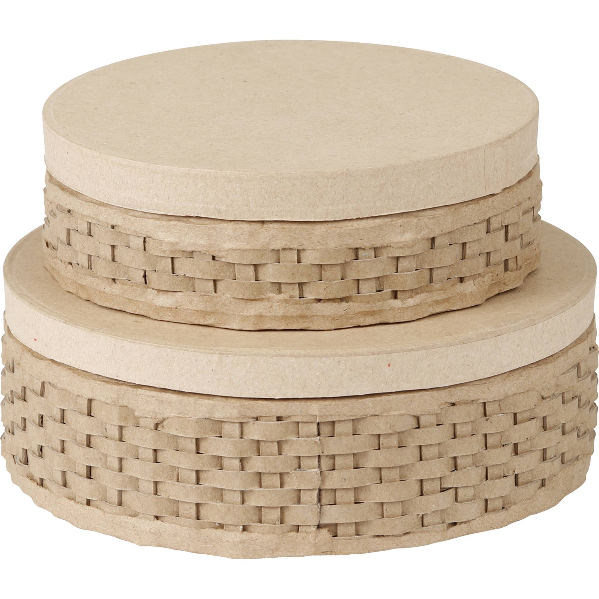Décopatch Braunes Pappmaché, Set 2 runden geflochtenen Boxen Kartonbraun BTS082C