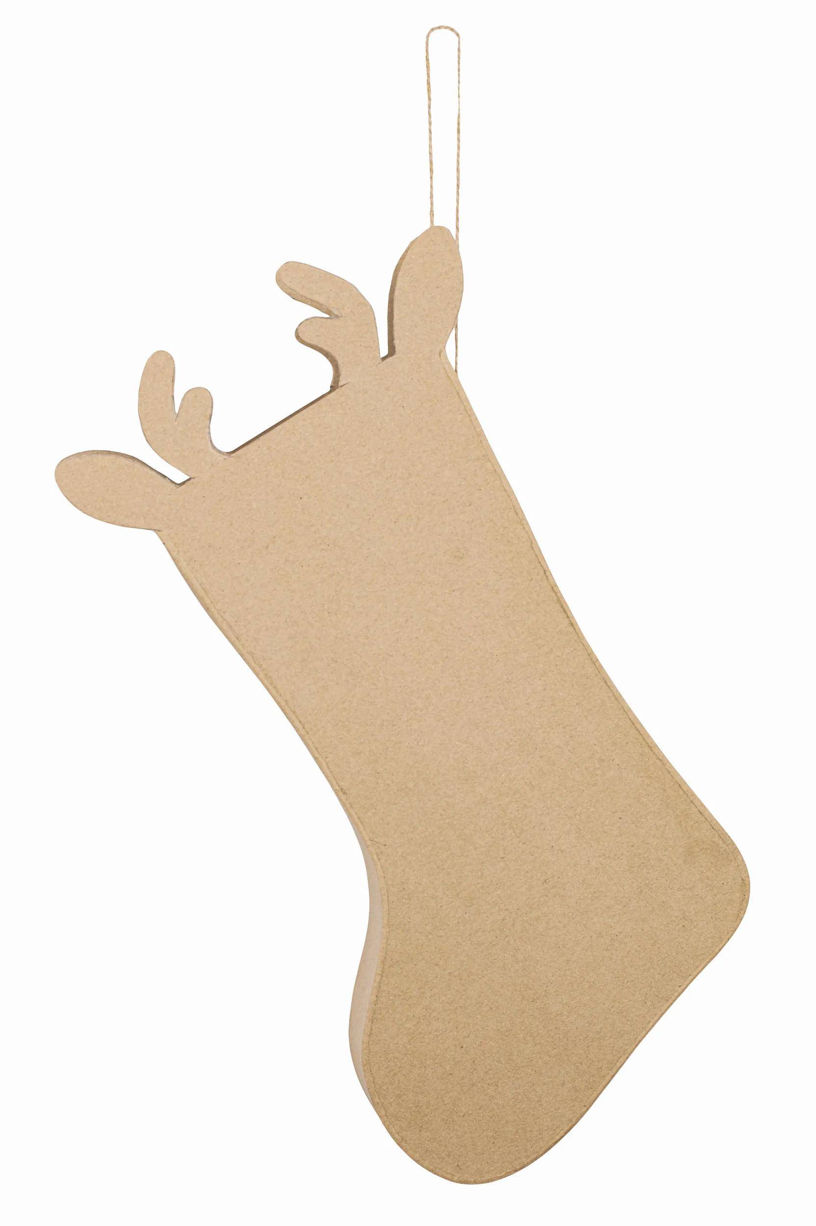 Décopatch Pappmaché, Socke Rentier zum Aufhängen 5x26x36 cm - Kartonbraun NO069C