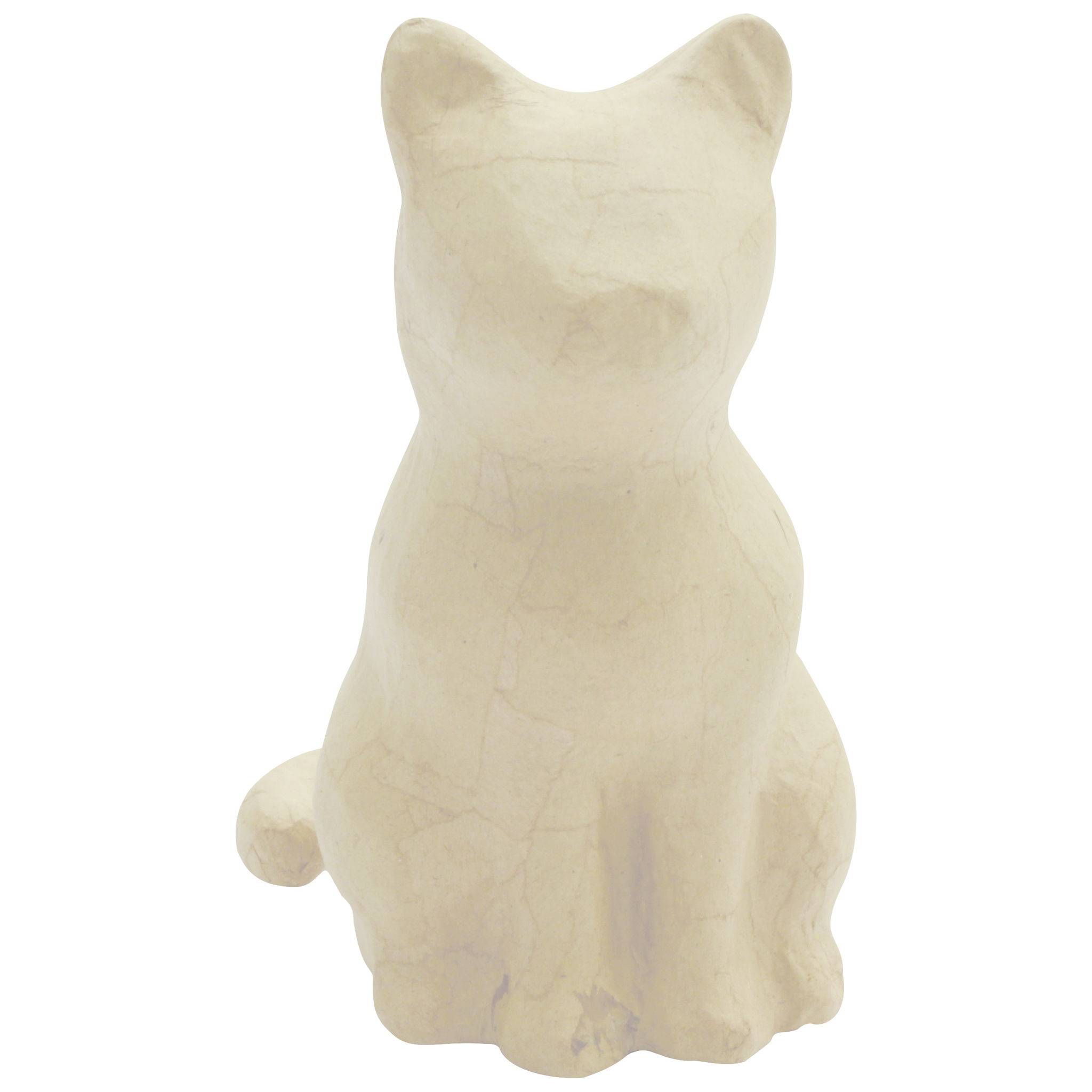 Décopatch Kleines Pappmaché, braun, sitzende Katze 15cm - Kartonbraun SA214C