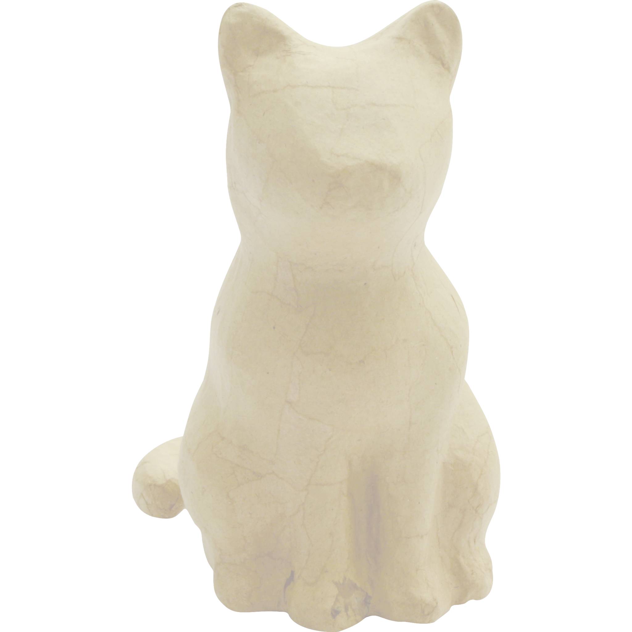 Décopatch Kleines Pappmaché, braun, sitzende Katze 15cm - Kartonbraun SA214C