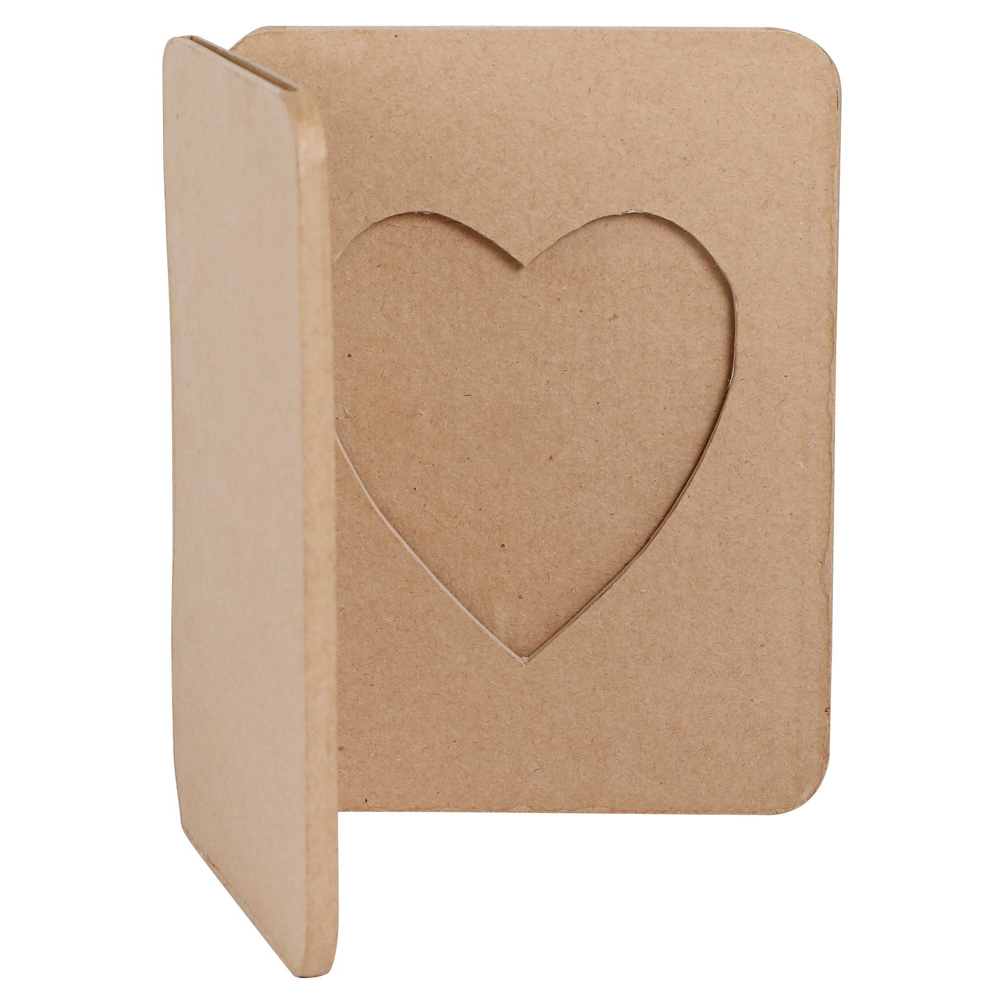 Décopatch Braunes Pappmaché, Doppelrahmen herzförmig - Kartonbraun CD030C