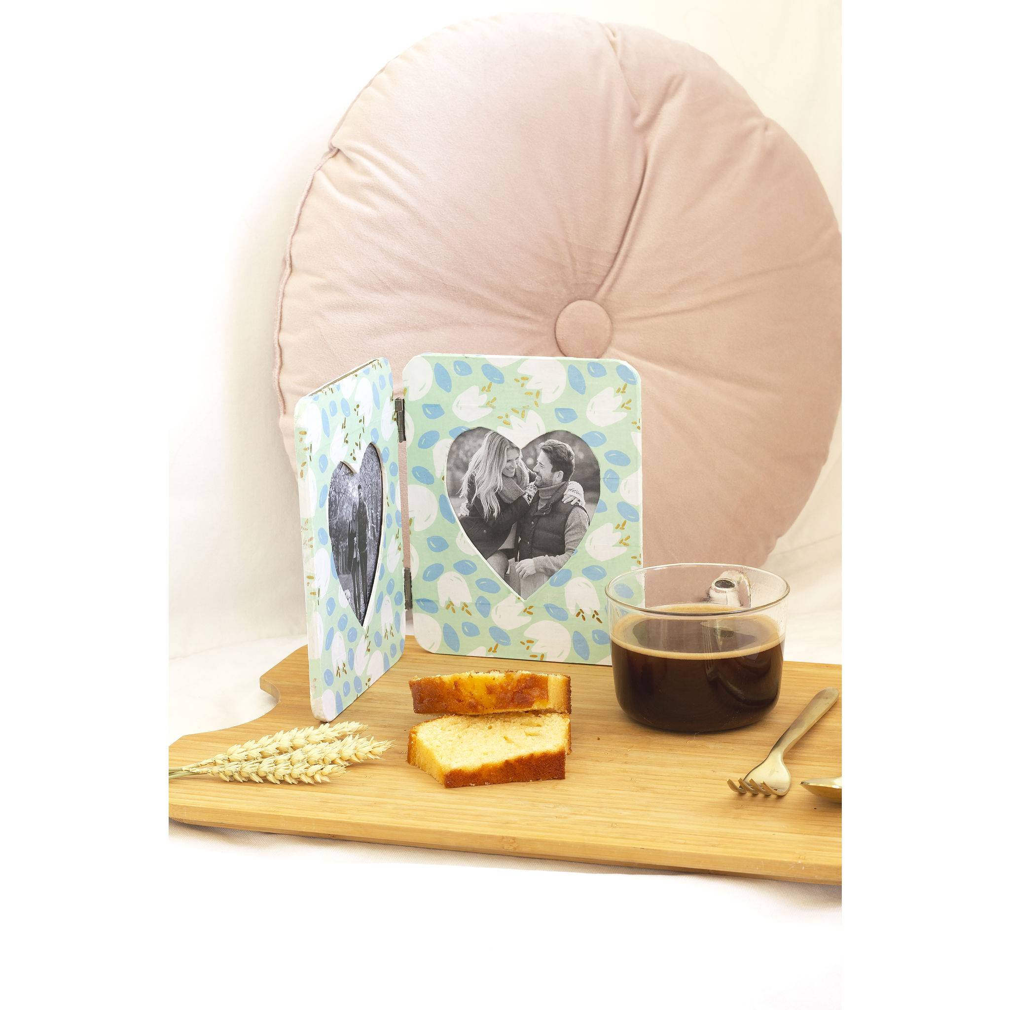 Décopatch Braunes Pappmaché, Doppelrahmen herzförmig - Kartonbraun CD030C