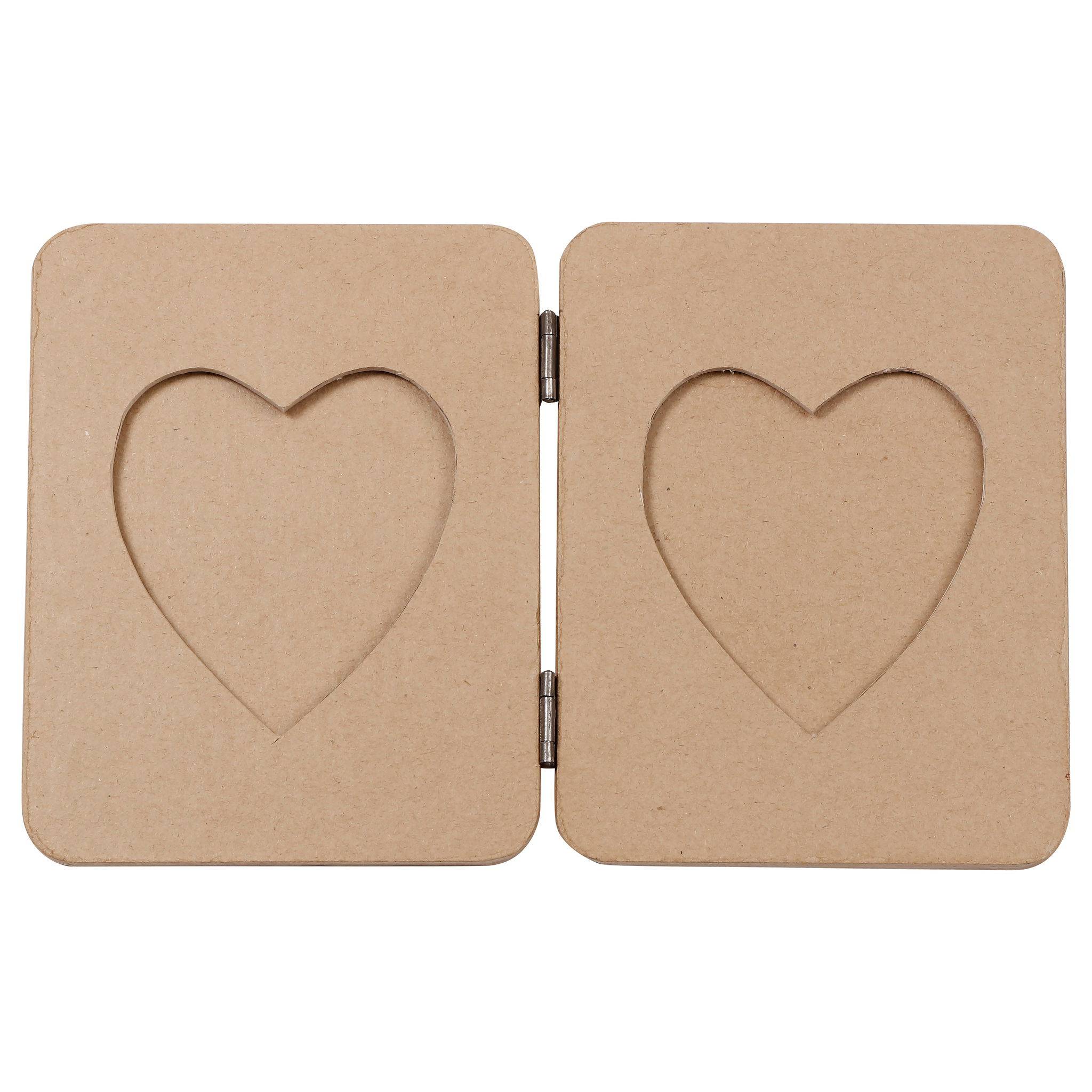 Décopatch Braunes Pappmaché, Doppelrahmen herzförmig - Kartonbraun CD030C