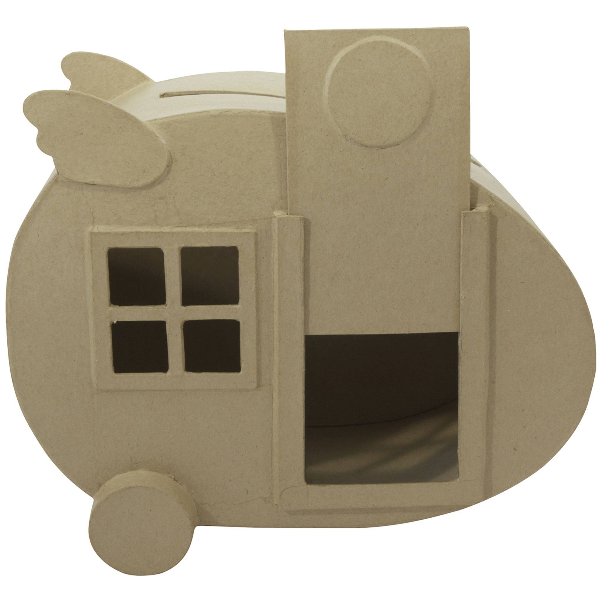 Décopatch Braunes Pappmaché, Urne Wohnwagen 19x28,5x24,5cm - Kartonbraun EV016C