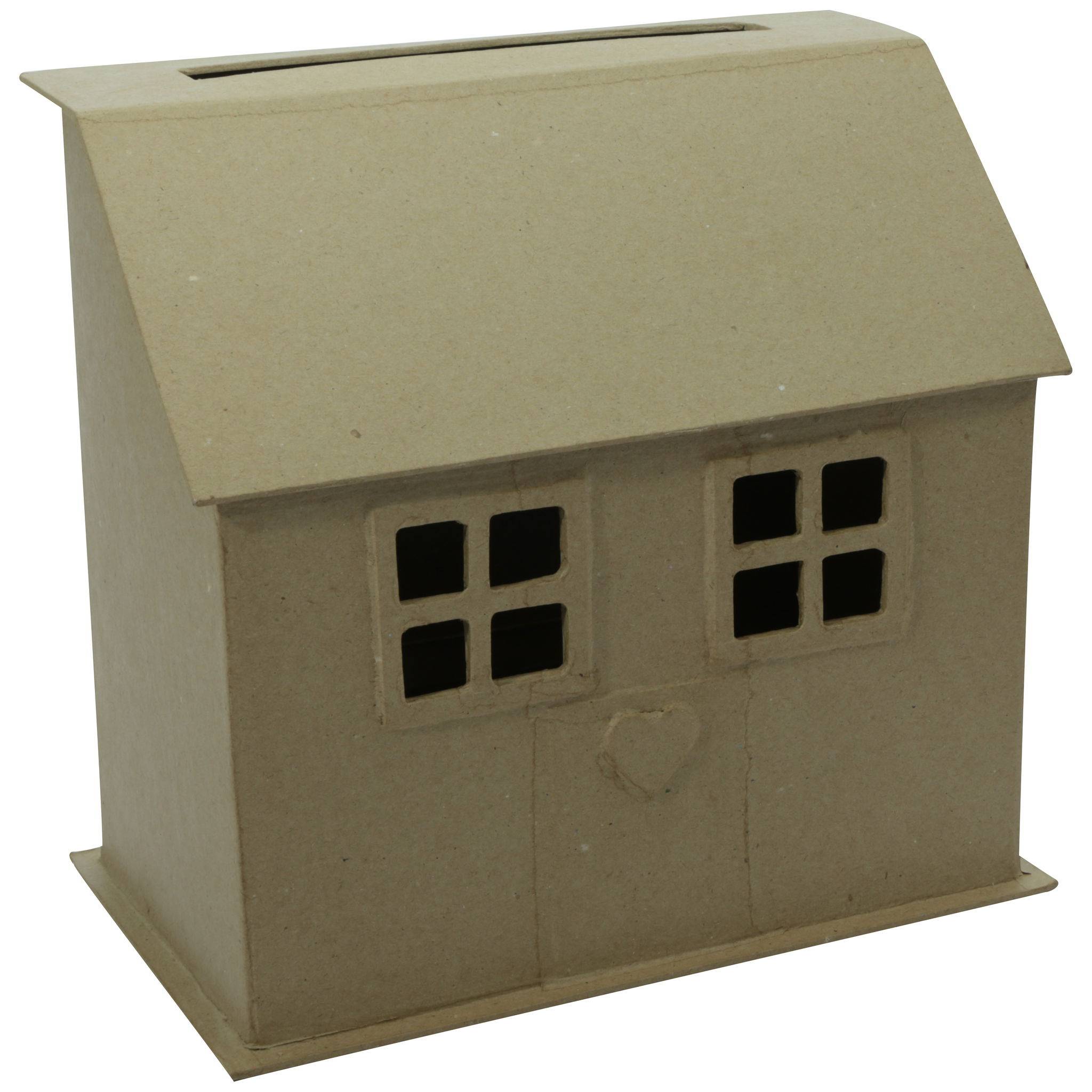 Décopatch Braunes Pappmaché, Urne Haus 15x26x24,5cm - Kartonbraun EV018C