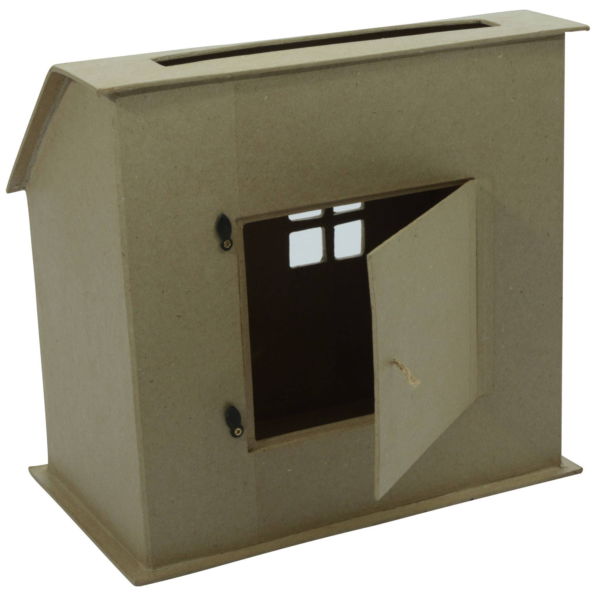 Décopatch Braunes Pappmaché, Urne Haus 15x26x24,5cm - Kartonbraun EV018C