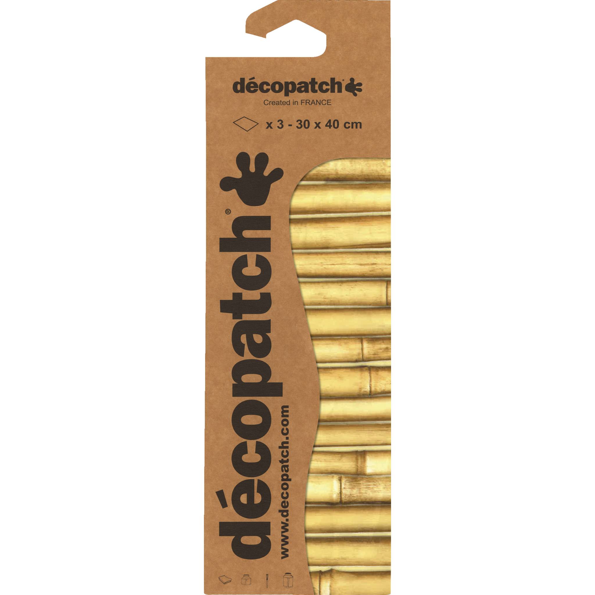Décopatch 6x Mappe mit 3 identischen Blättern Bambus - C901C