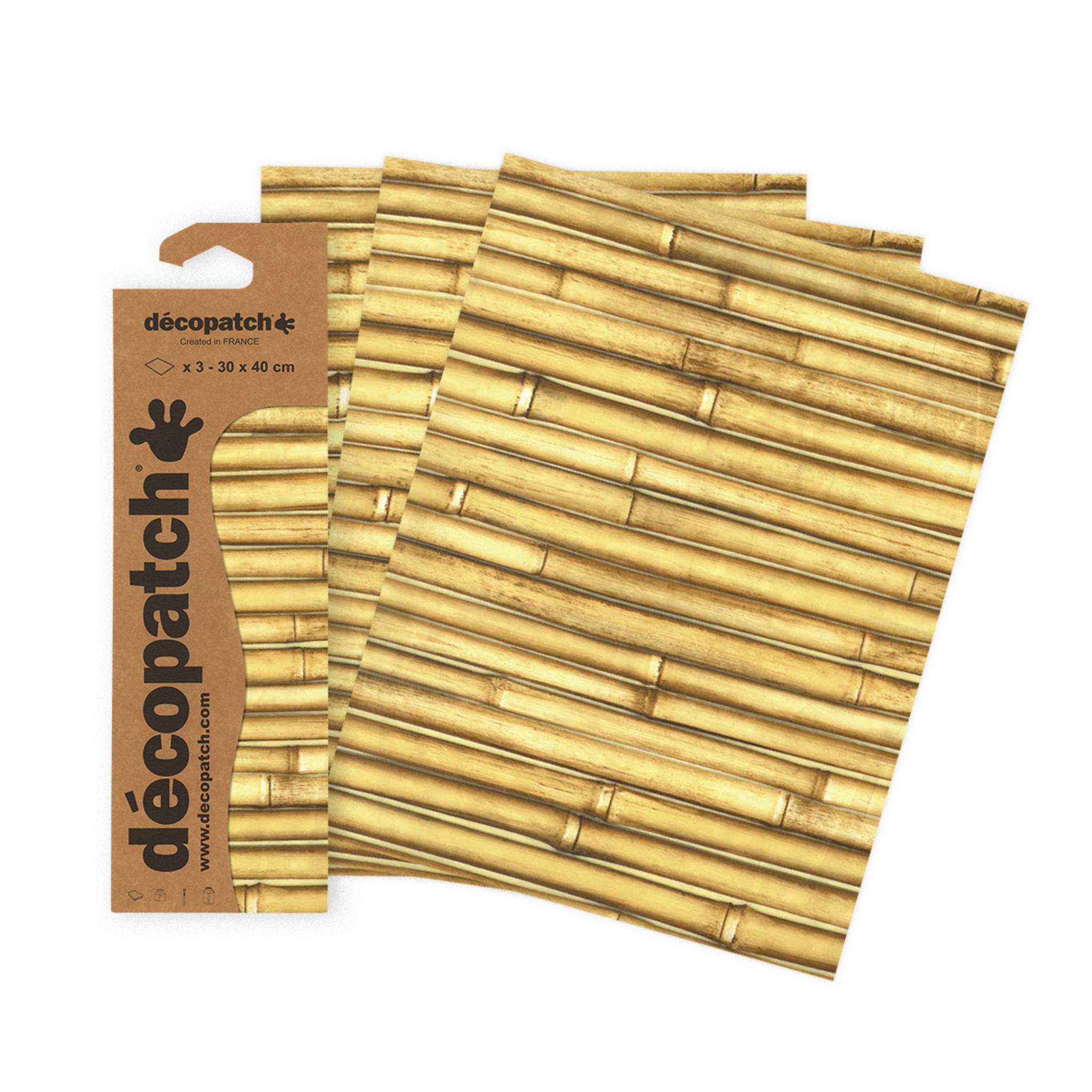 Décopatch 6x Mappe mit 3 identischen Blättern Bambus - C901C