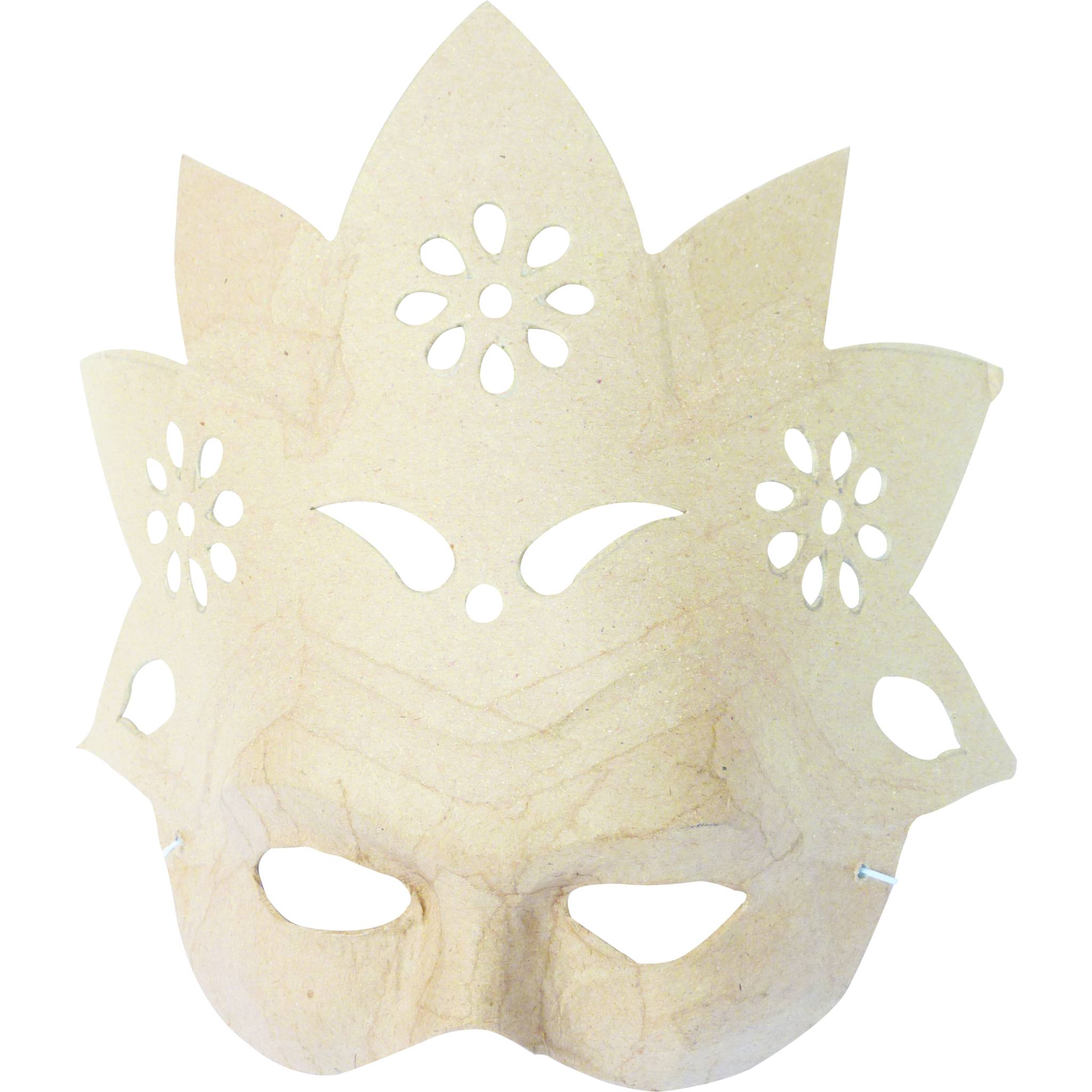 Décopatch 2x Braunes Pappmaché, florale Maske 9x23x22 cm - Kartonbraun AC782C