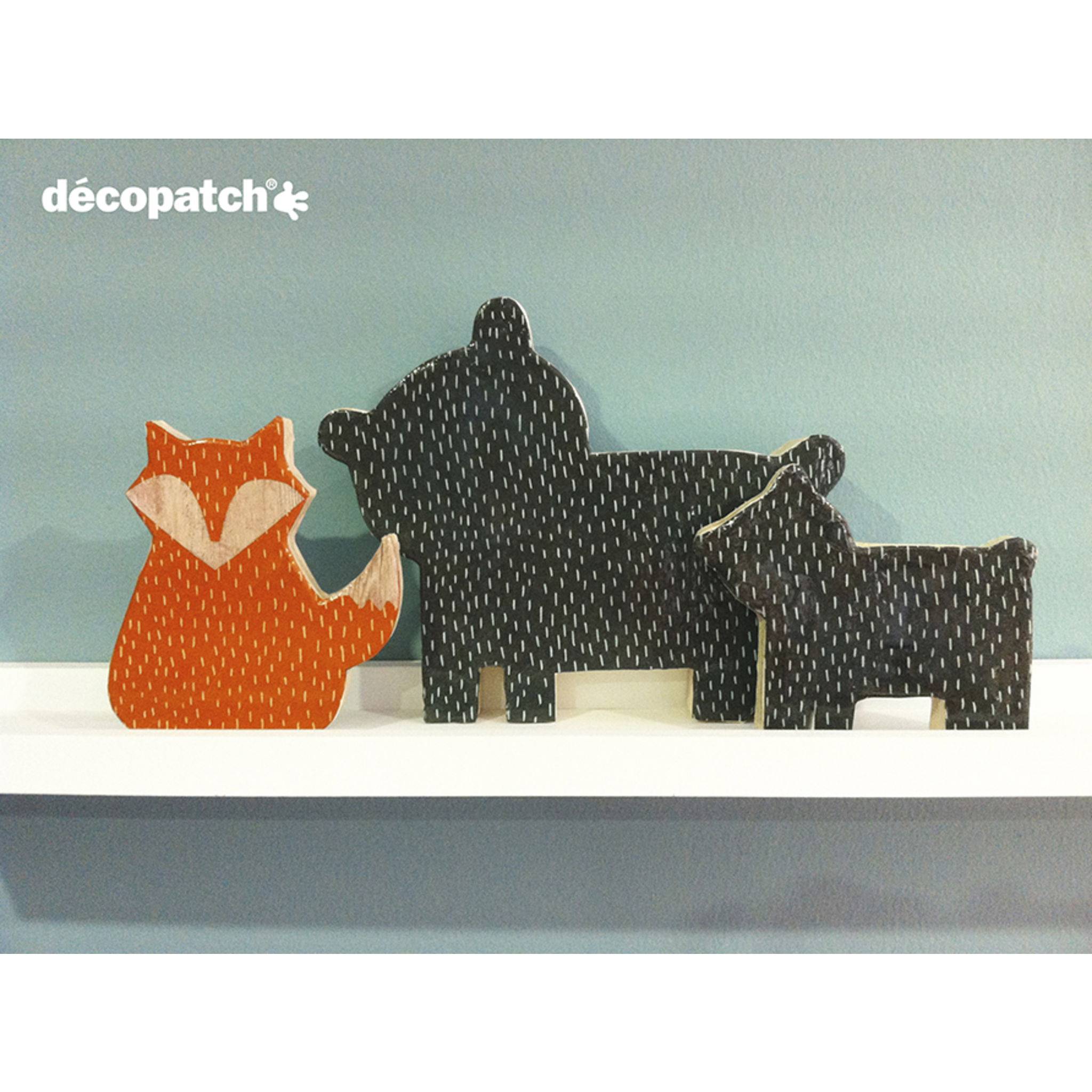 Décopatch 3x Weißes Pappmaché, Silhouette, Bär, 2,5x20,5x16,5 cm - Weiß AC444O