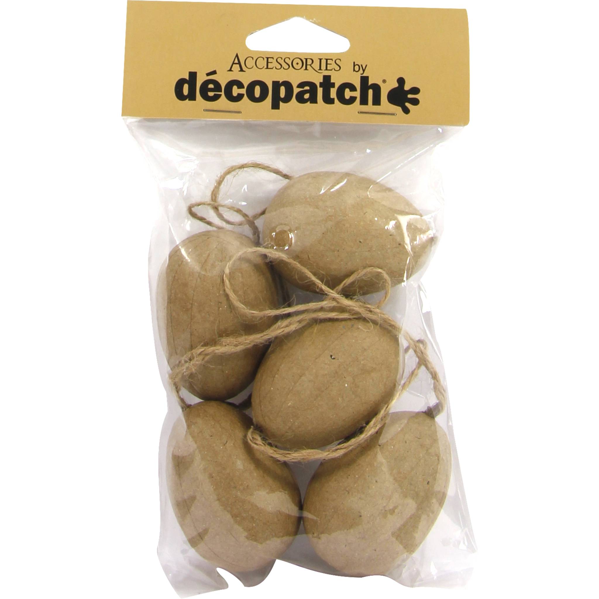 Décopatch 3x Braunes Pappmaché, Packung 5 Eiern zum Aufhängen Kartonbraun AC384O