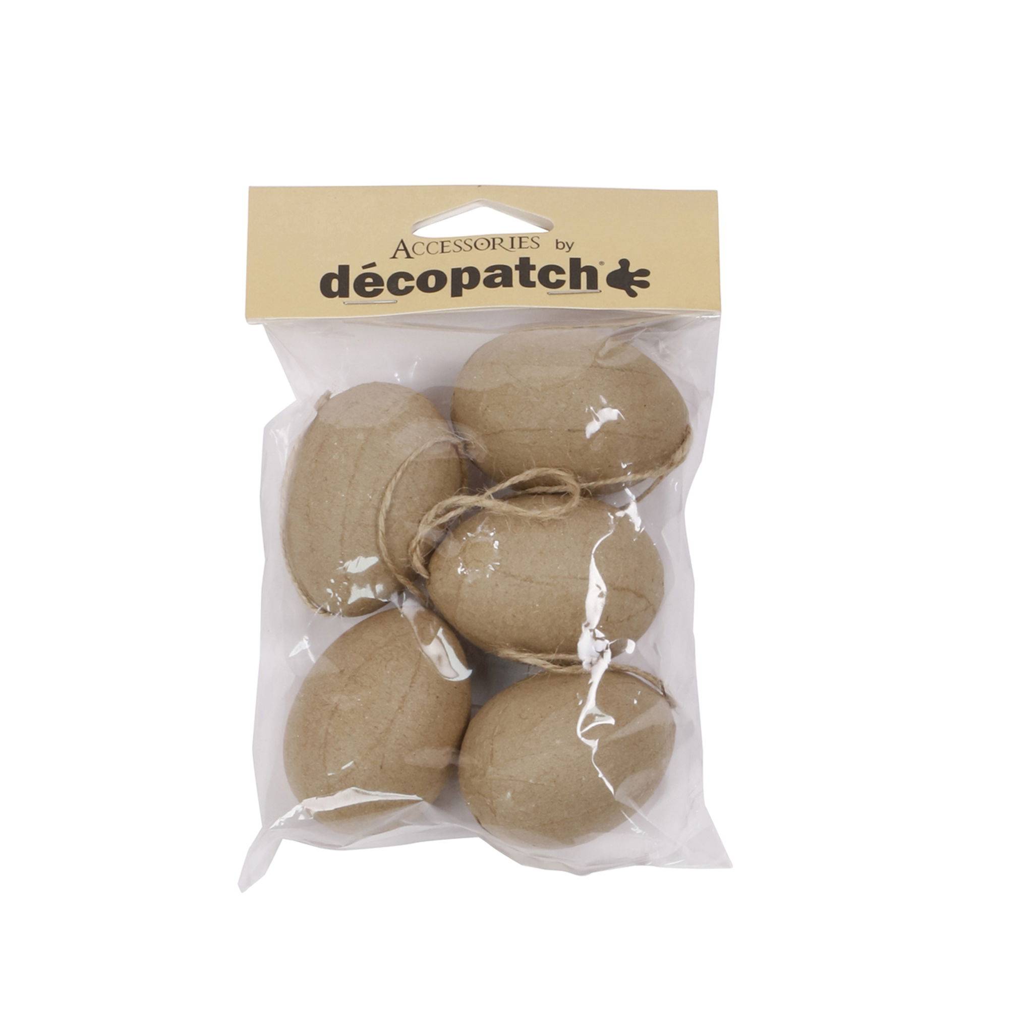 Décopatch 3x Braunes Pappmaché, Packung 5 Eiern zum Aufhängen Kartonbraun AC384O