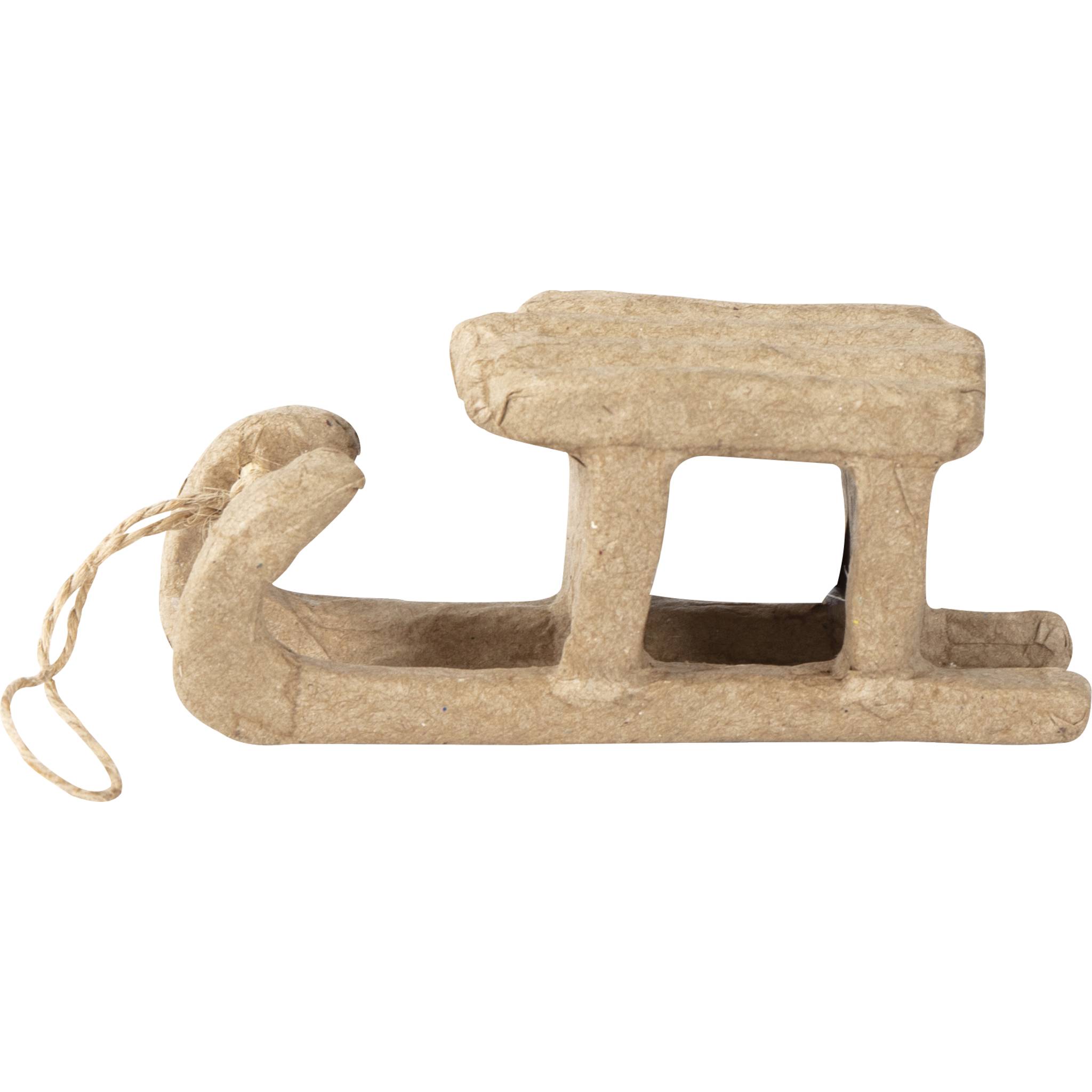 Décopatch 5x Braunes Pappmaché, Schlitten zum Aufhängen 10cm Kartonbraun NO047C