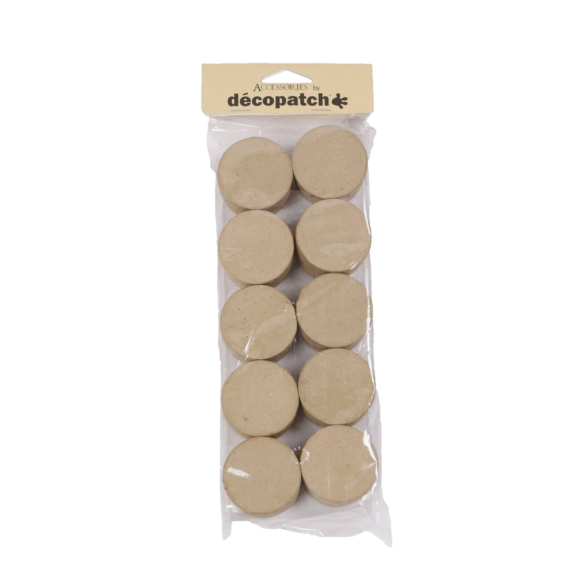 Décopatch 3x Pappmaché, Set 10 kleinen runden Schachteln Kartonbraun EV009O