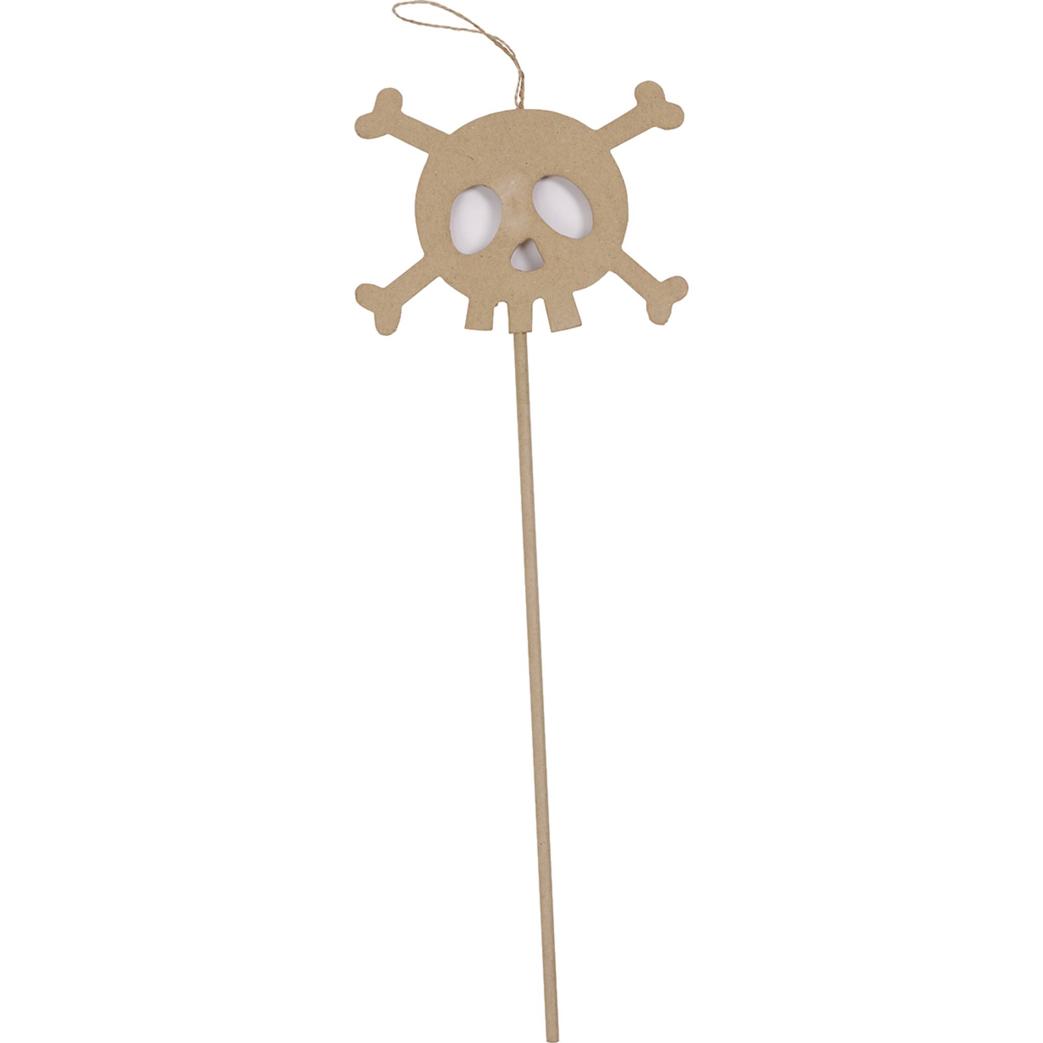Décopatch 5x Braunes Pappmaché, Stab mit Totenkopf 39cm - Kartonbraun AC803C