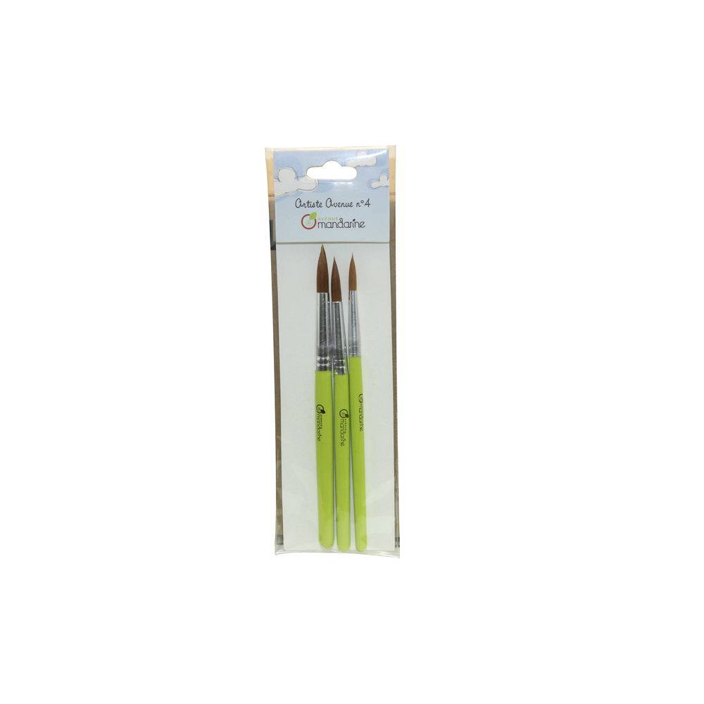 Avenue Mandarine 6x Set mit 3 Rundpinseln, synthetische Borsten - Grün 52531O