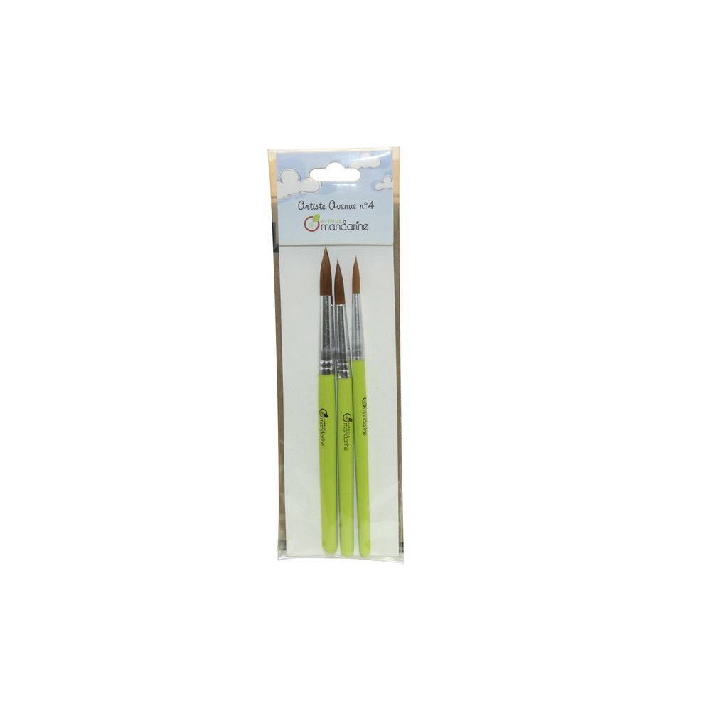 Avenue Mandarine 6x Set mit 3 Rundpinseln, synthetische Borsten - Grün 52531O