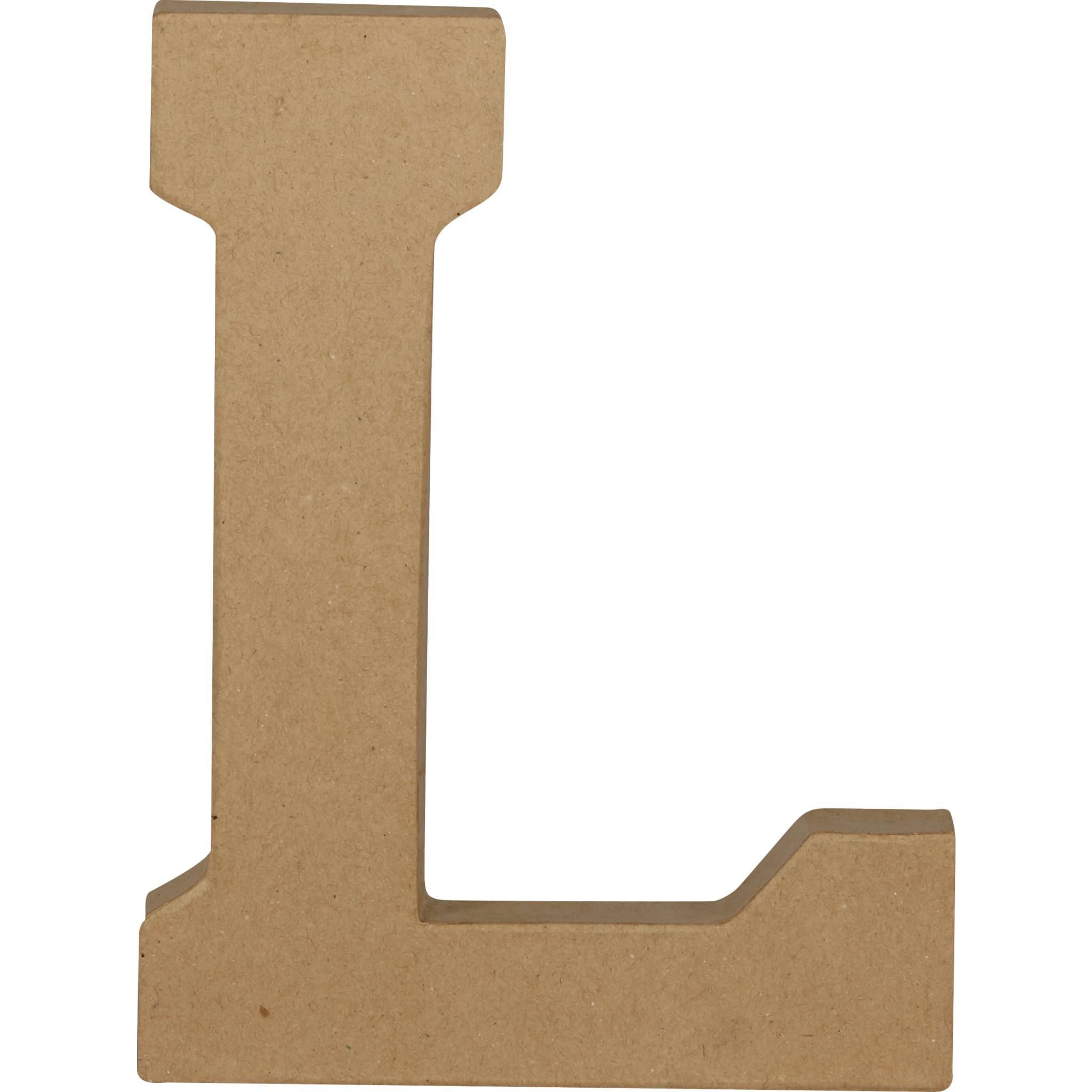 Décopatch 3x Pappmaché Kraft, Großbuchstabe L 20cm - Kartonbraun AC863C