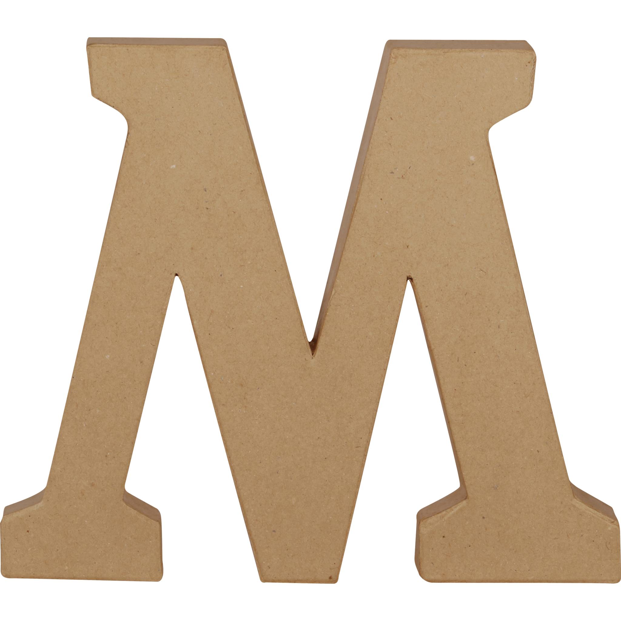 Décopatch 3x Pappmaché Kraft, Großbuchstabe M 20cm - Kartonbraun AC864C