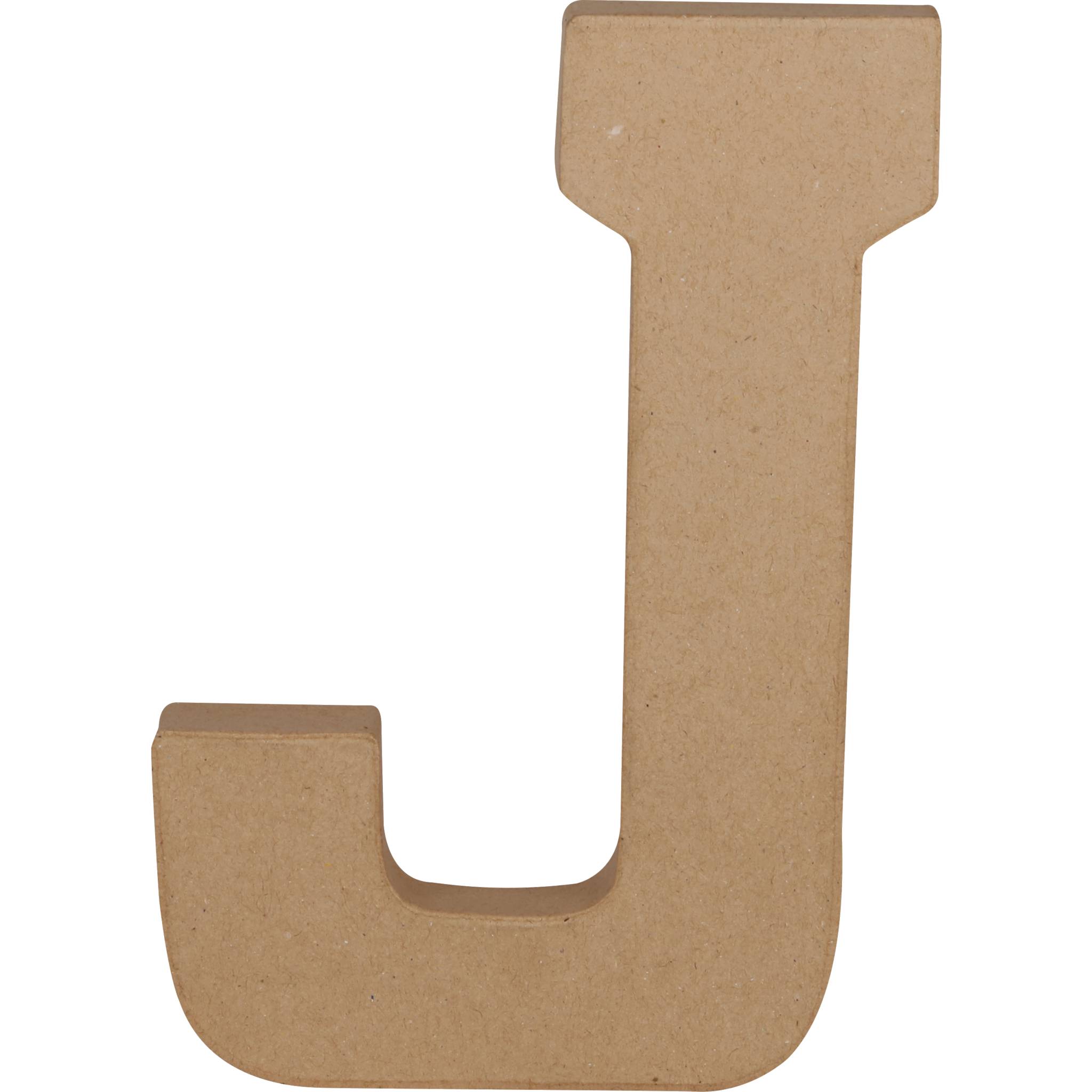 Décopatch 3x Pappmaché Kraft, Großbuchstabe J 20cm - Kartonbraun AC861C