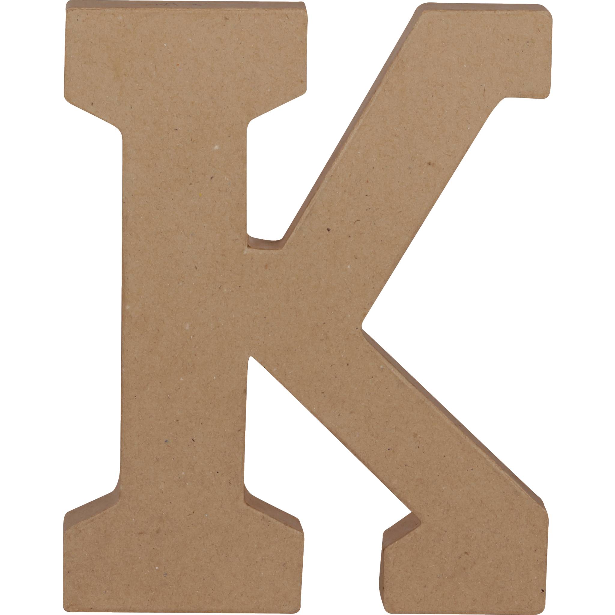 Décopatch 3x Pappmaché Kraft, Großbuchstabe K 20cm - Kartonbraun AC862C
