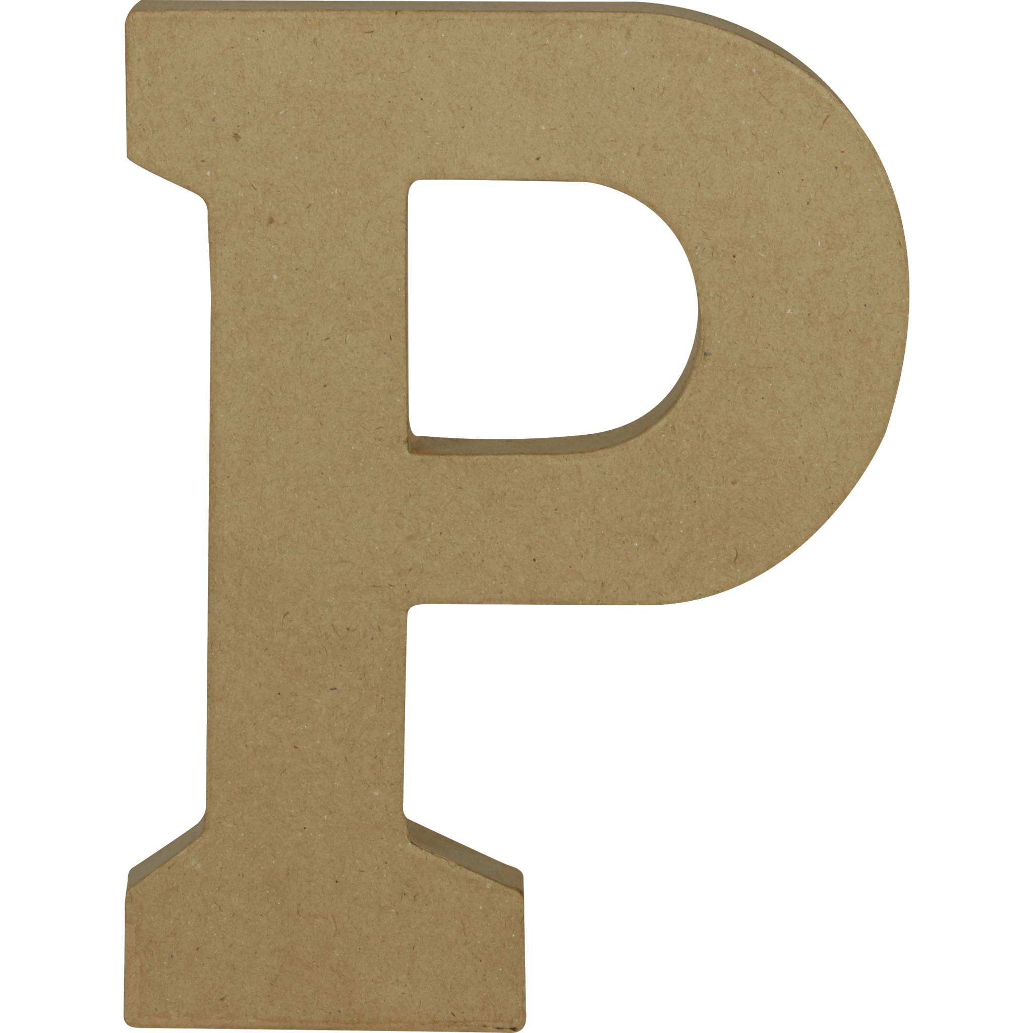 Décopatch 3x Pappmaché Kraft, Großbuchstabe P 20cm - Kartonbraun AC867C