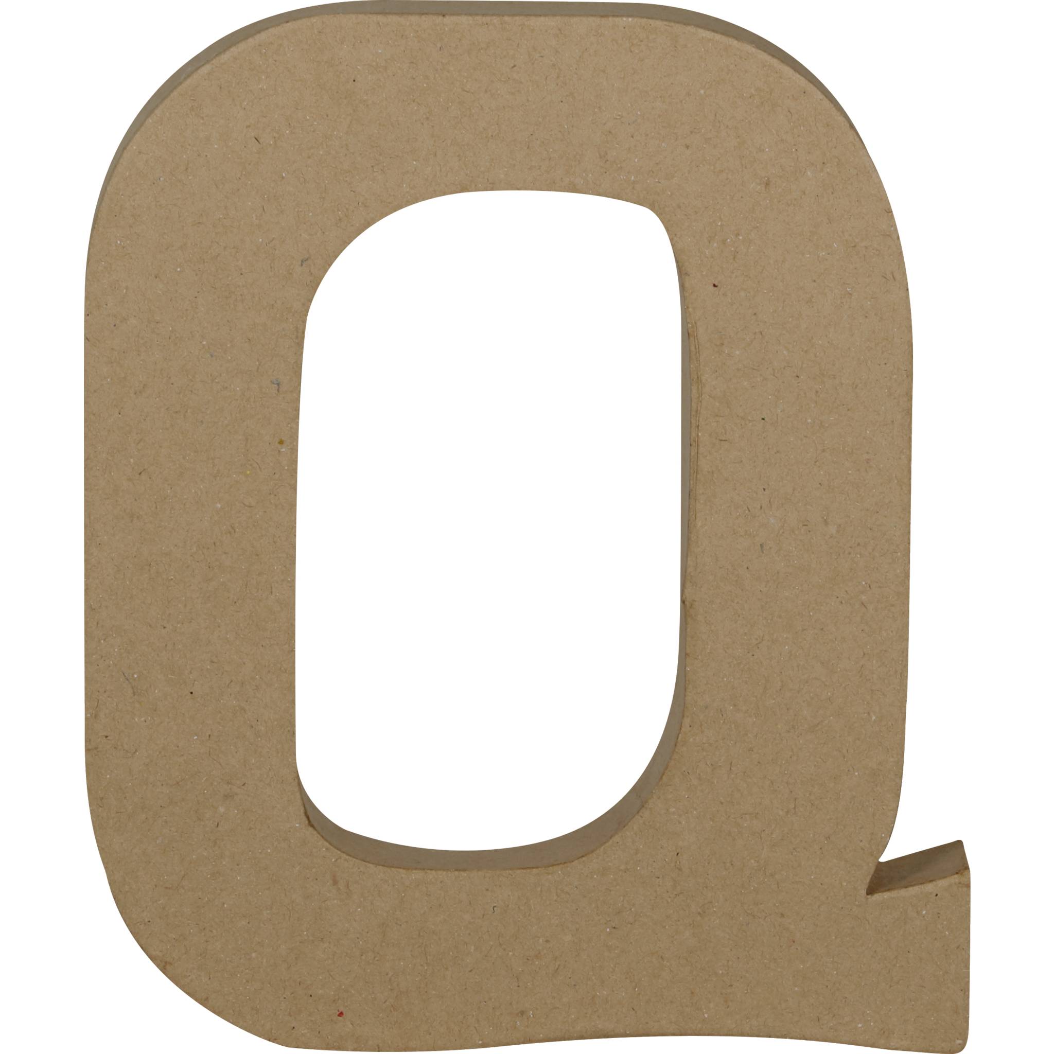 Décopatch 3x Pappmaché Kraft, Großbuchstabe Q 20cm - Kartonbraun AC868C